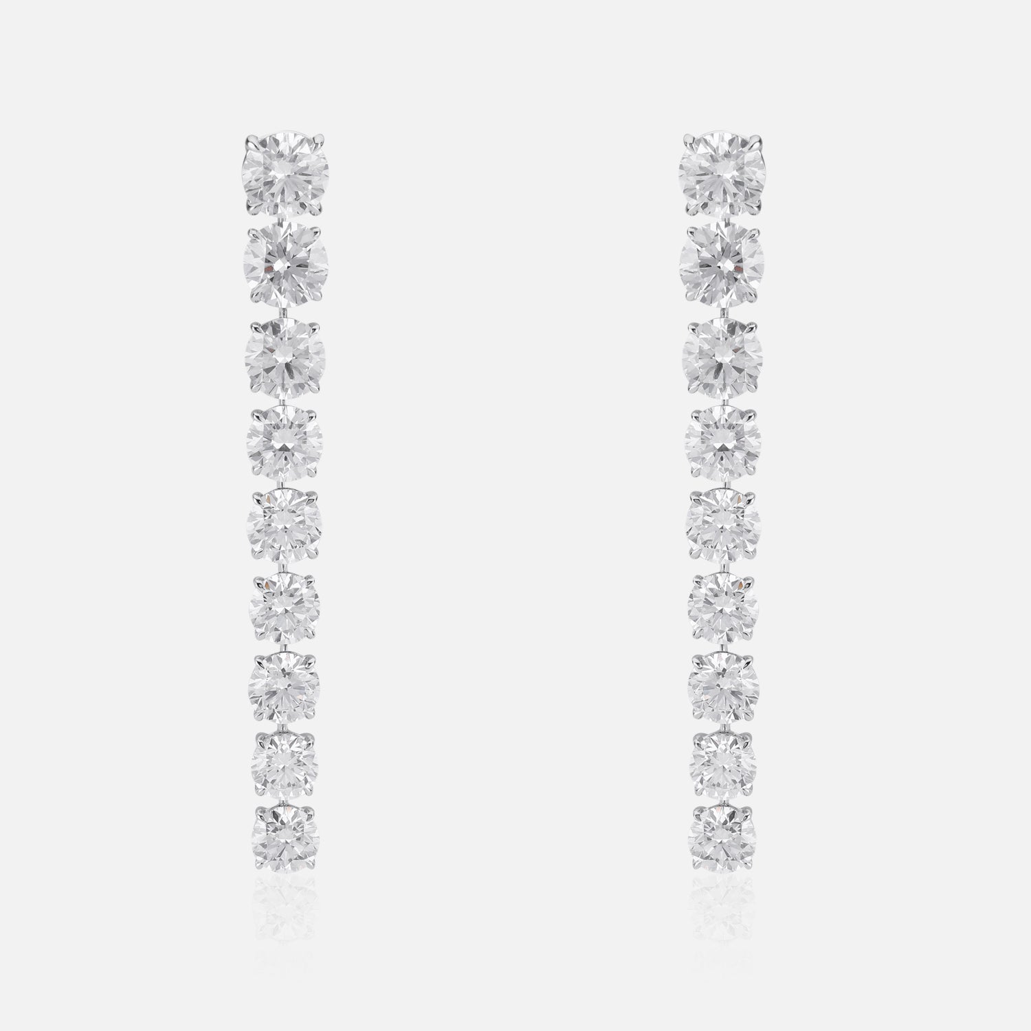 Lab Grown 9.28 Carat Round Brilliant Diamond Drop Earrings in 18 Karat White Gold | SKU | 0005099771