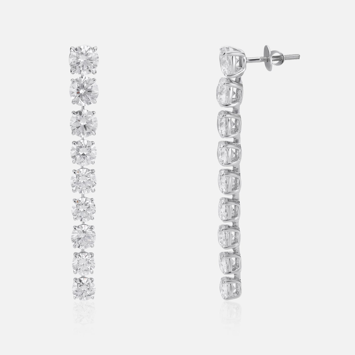 Lab Grown 9.28 Carat Round Brilliant Diamond Drop Earrings in 18 Karat White Gold | SKU | 0005099771