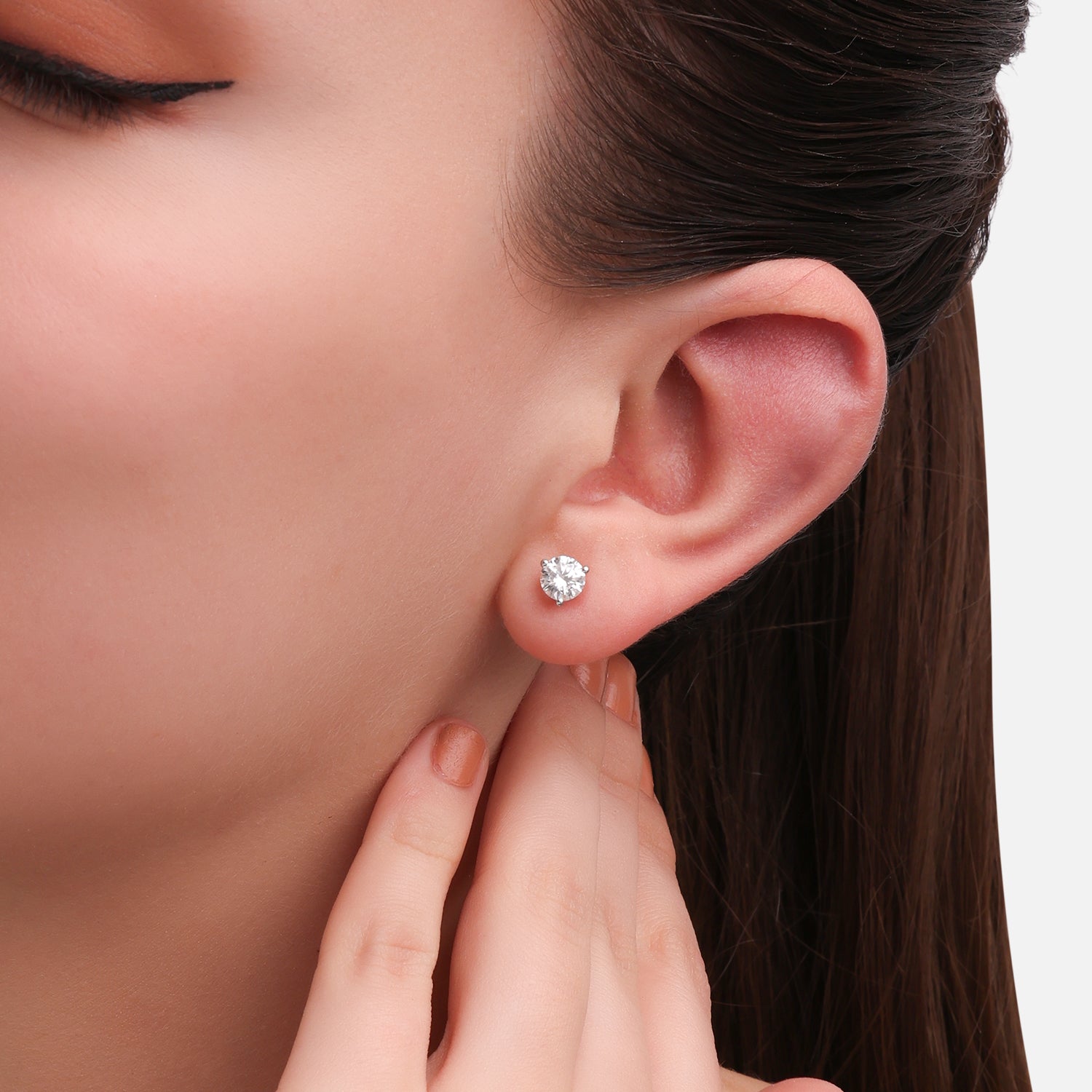 Lab Grown 1.57 Carat Round Brilliant Diamond Stud Earrings in 18 Karat Rose Gold | SKU : 0005103867