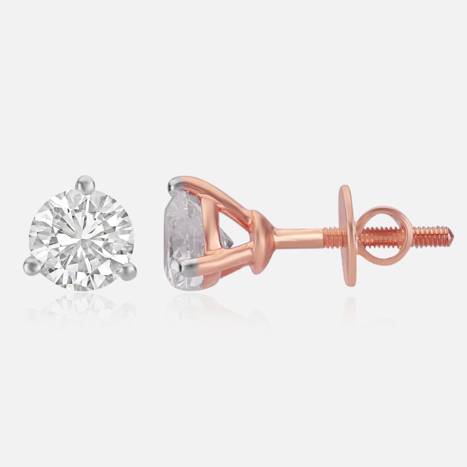 Lab Grown 1.57 Carat Round Brilliant Diamond Stud Earrings in 18 Karat Rose Gold | SKU : 0005103867