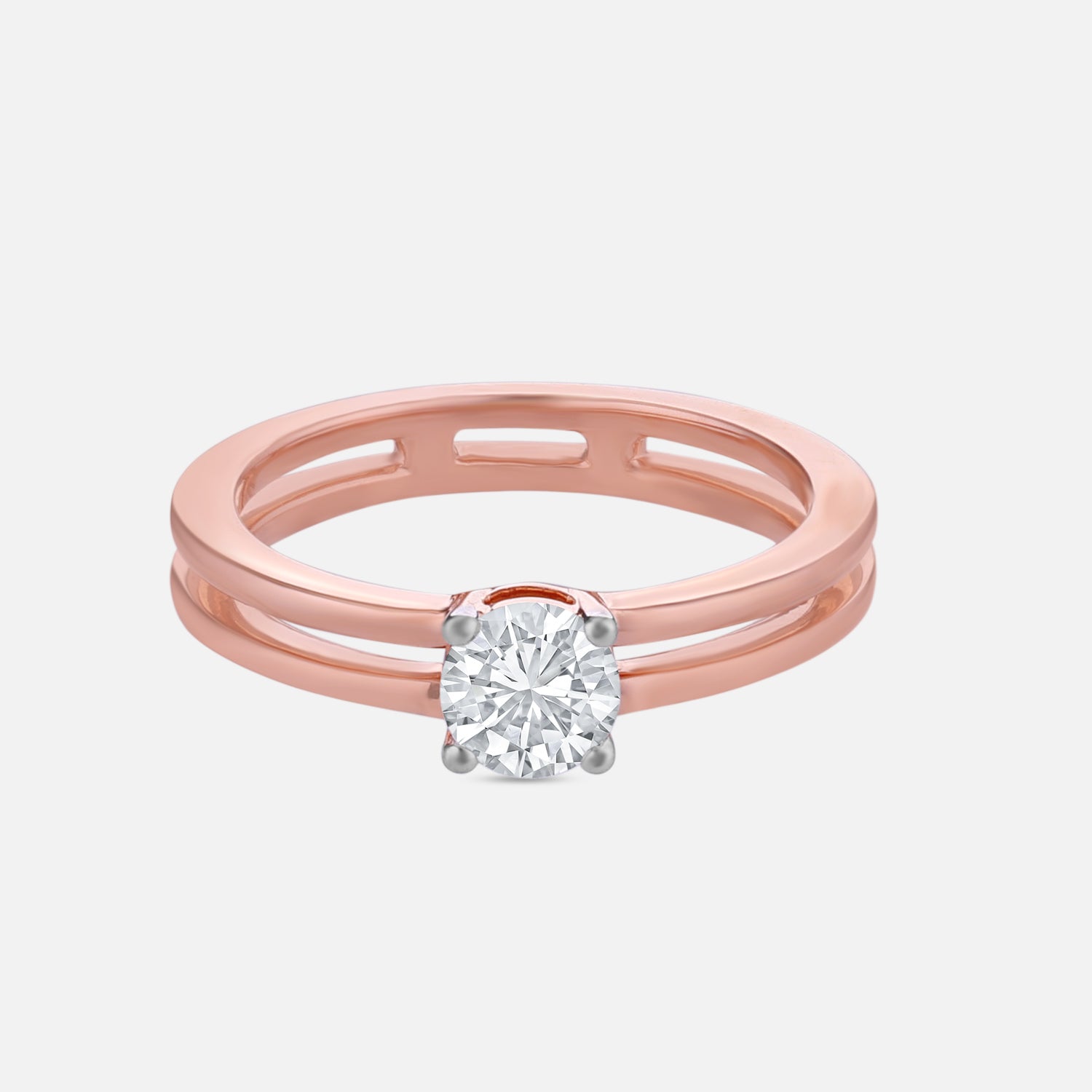 Lab Grown 0.52 Carat Round Brilliant Diamond Solitaire Ring in 18 Karat Rose Gold | SKU : 0005105274