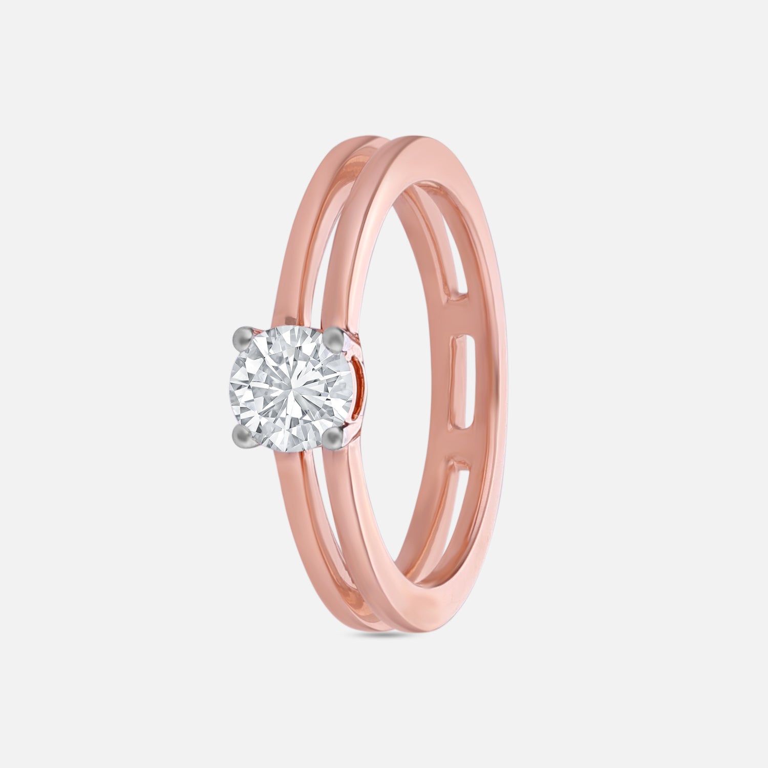 Lab Grown 0.52 Carat Round Brilliant Diamond Solitaire Ring in 18 Karat Rose Gold | SKU : 0005105274
