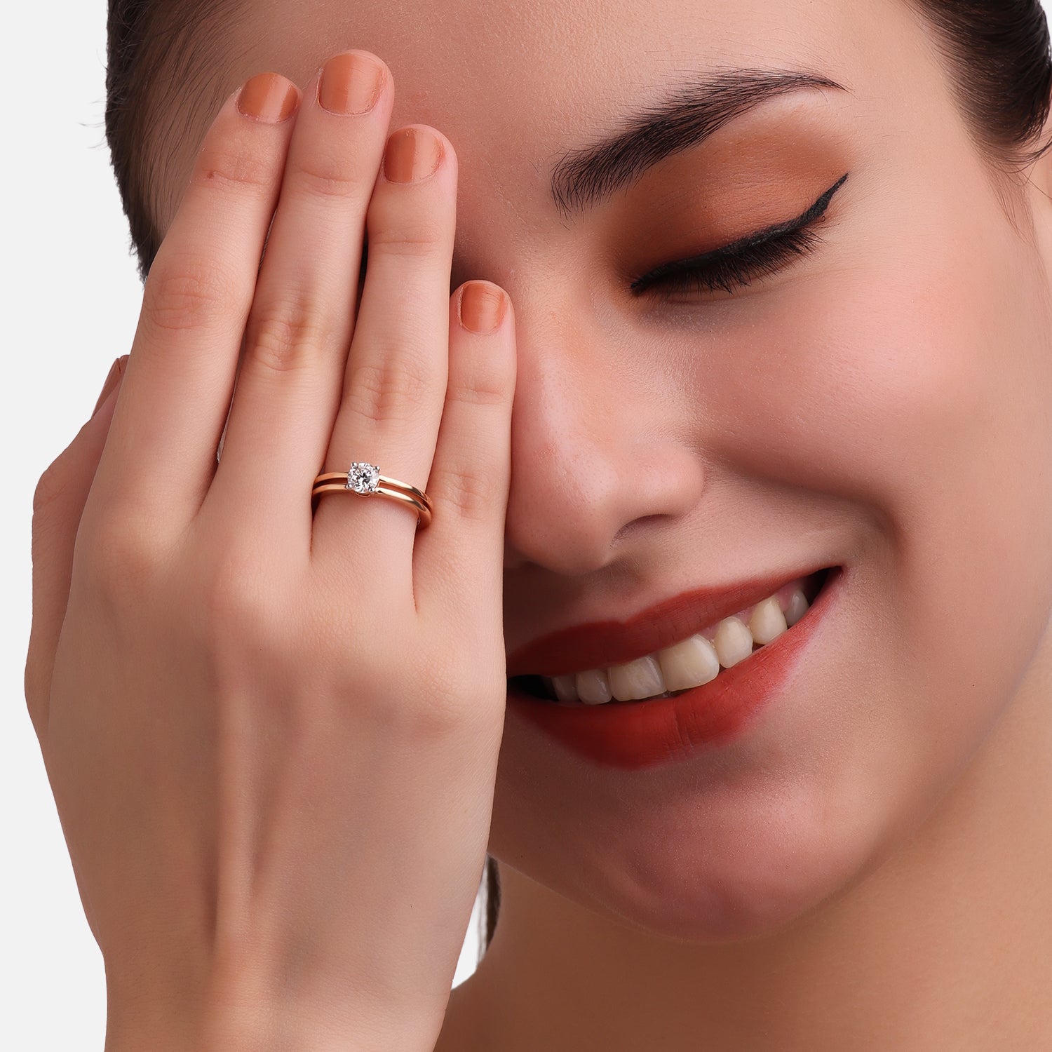 Lab Grown 0.52 Carat Round Brilliant Diamond Solitaire Ring in 18 Karat Rose Gold | SKU : 0005105274