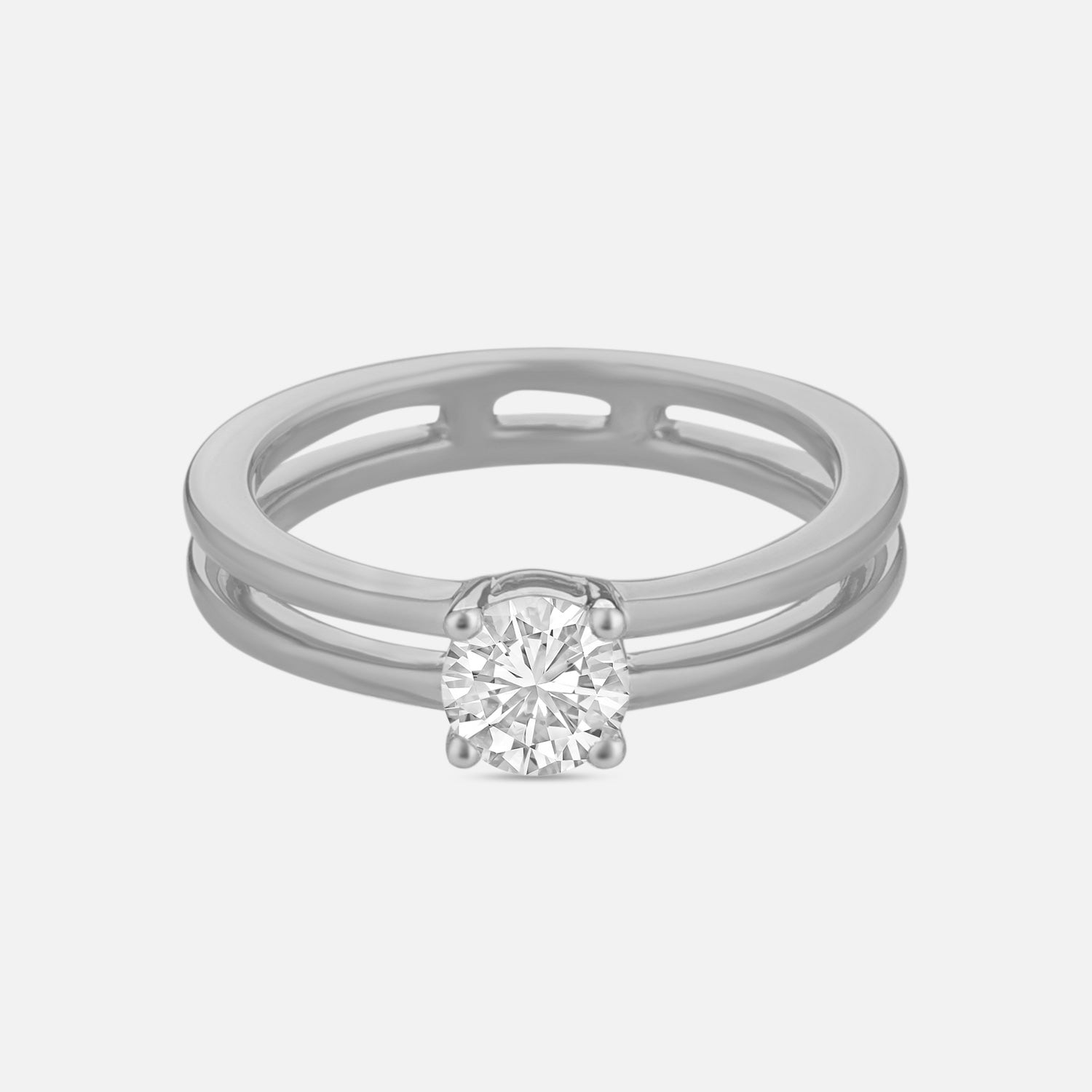 Lab Grown 0.530 Carat Round Cut Solitaire Ring in 18 Karat White Gold | SKU : 0005105298