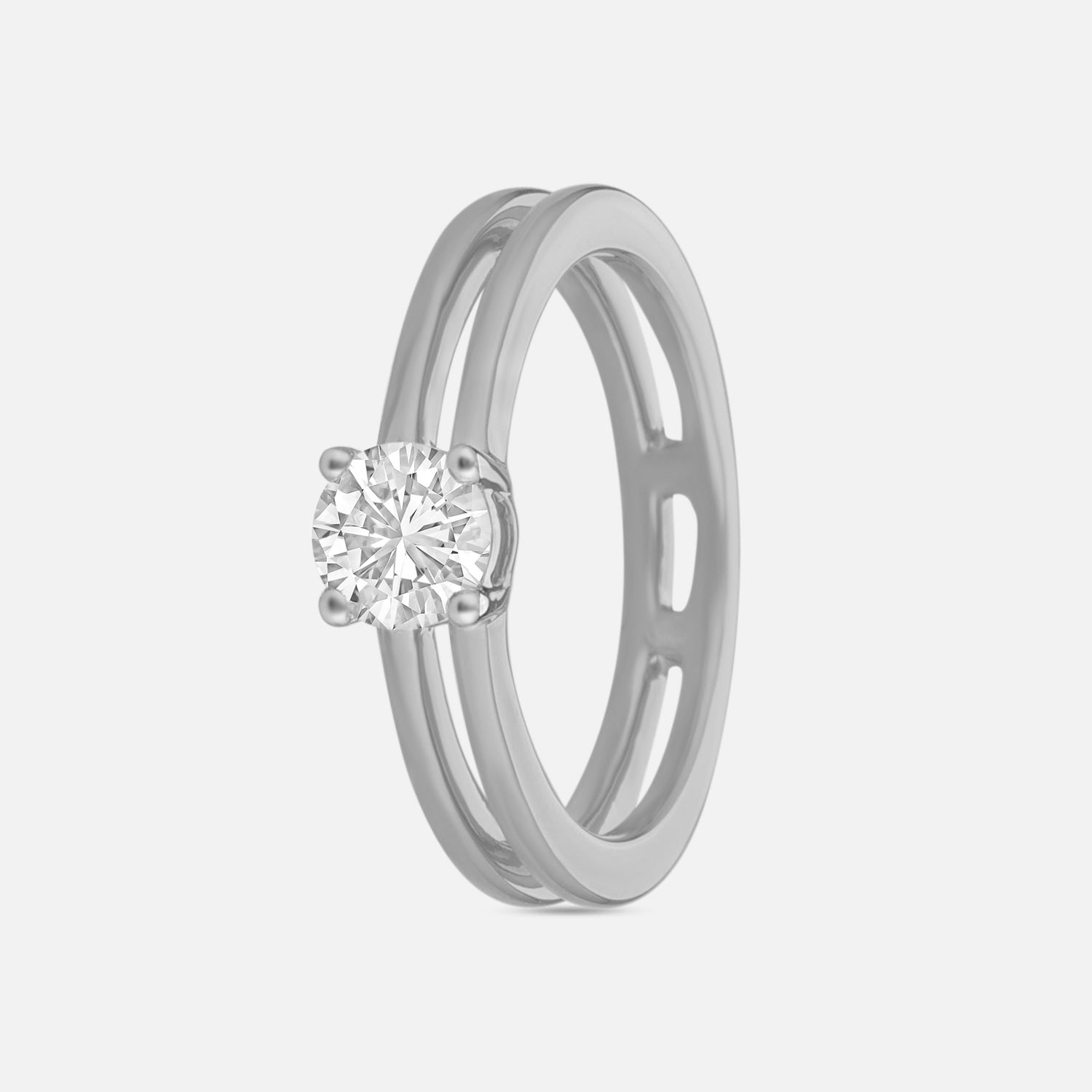 Lab Grown 0.530 Carat Round Cut Solitaire Ring in 18 Karat White Gold | SKU : 0005105298