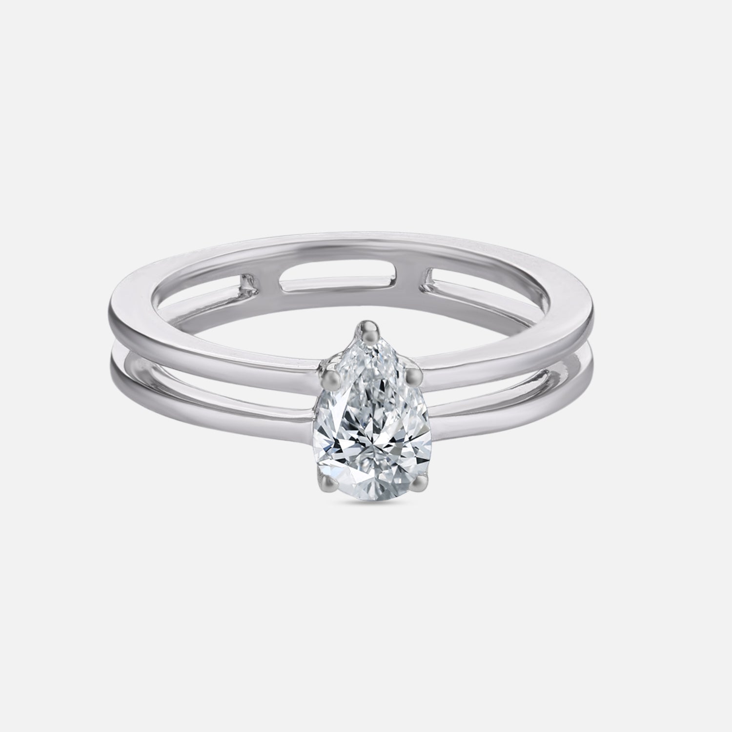 Lab Grown 0.54 Carat Pear Cut Diamond Solitaire Ring in 18 Karat White Gold | SKU : 0005105335