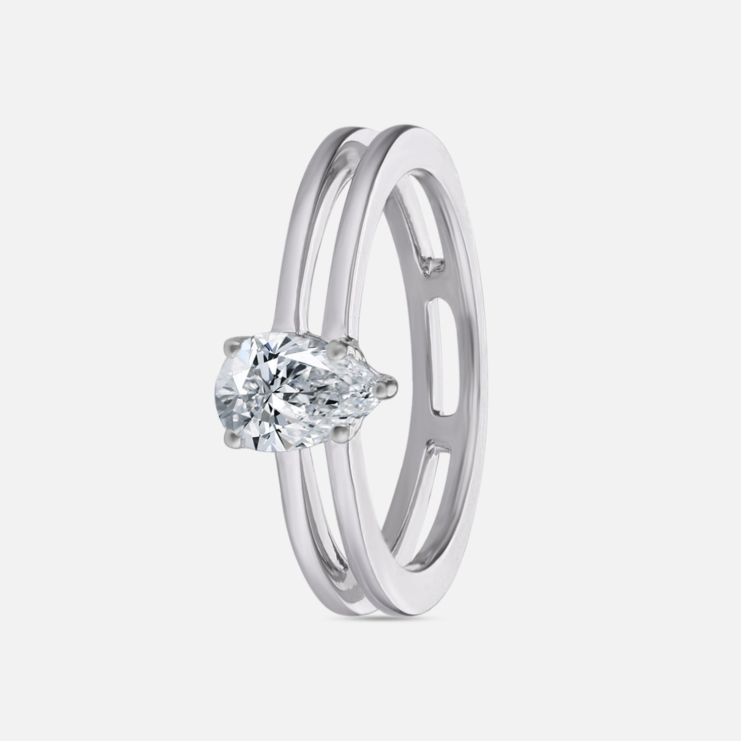 Lab Grown 0.54 Carat Pear Cut Diamond Solitaire Ring in 18 Karat White Gold | SKU : 0005105335