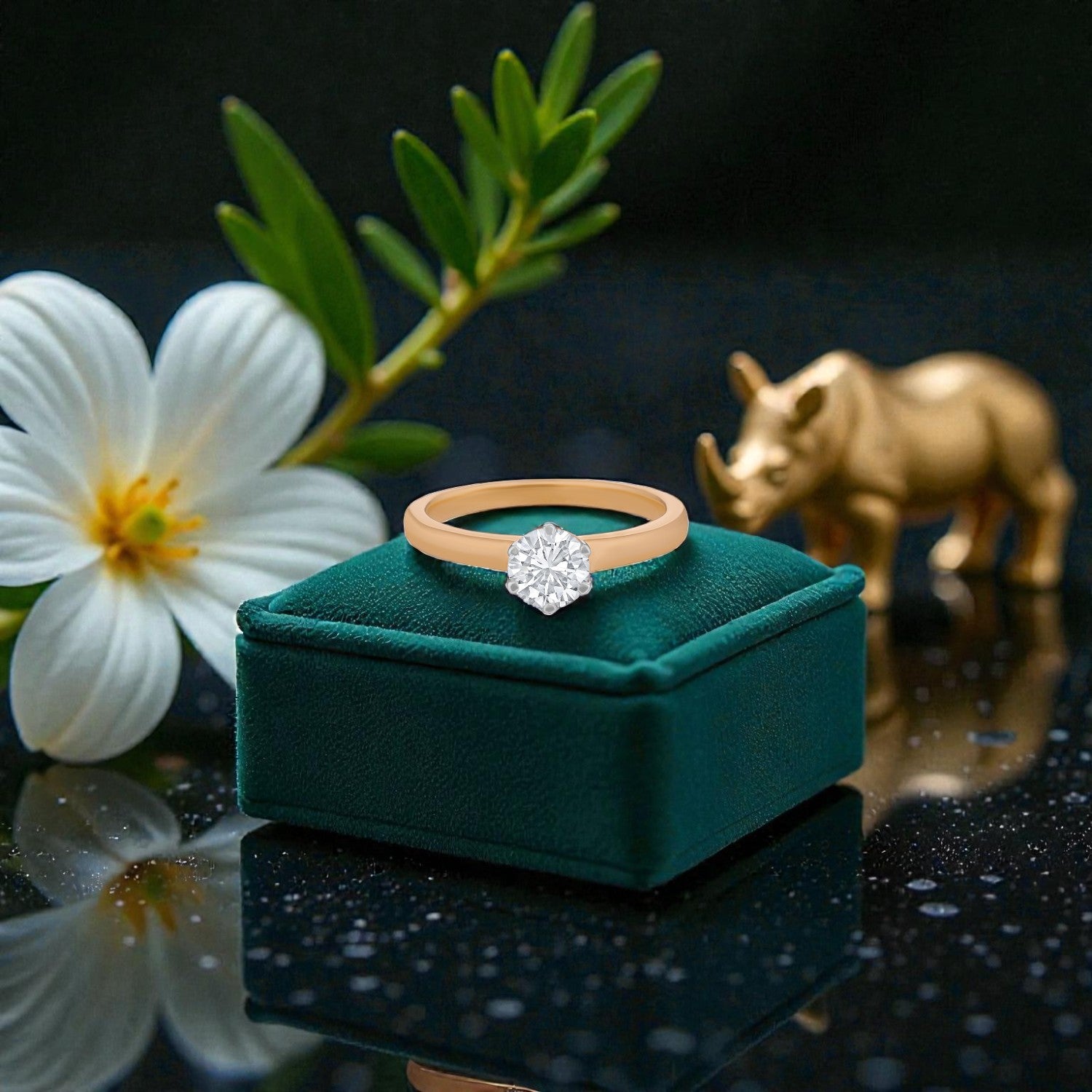 Lab Grown 0.72 Carat Round Brilliant Diamond Solitaire Ring in 18 Karat Yellow Gold | SKU : 0005105359