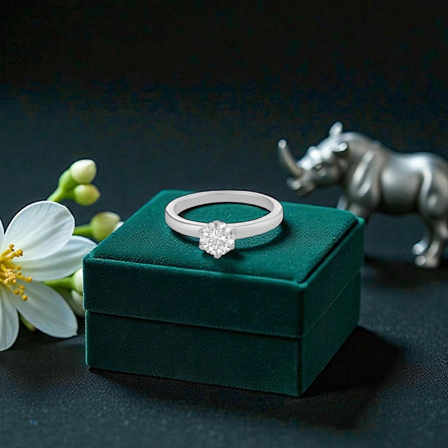 Lab Grown 0.72 Carat Round Brilliant Diamond Solitaire Ring in 18 Karat White Gold | SKU : 0005109166