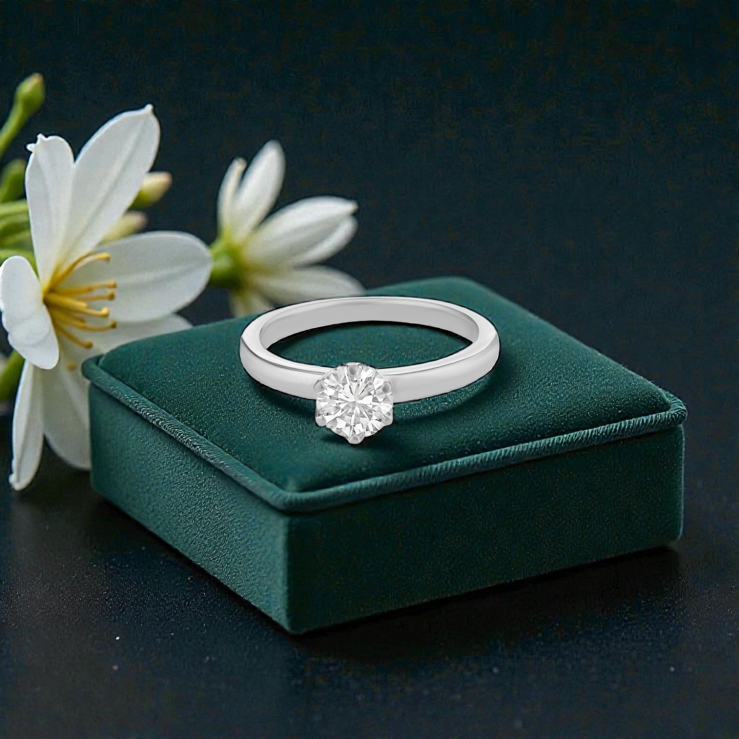 Lab Grown 0.71 Carat Round Brilliant Diamond Solitaire Ring in 18 Karat White Gold | SKU : 0005109203