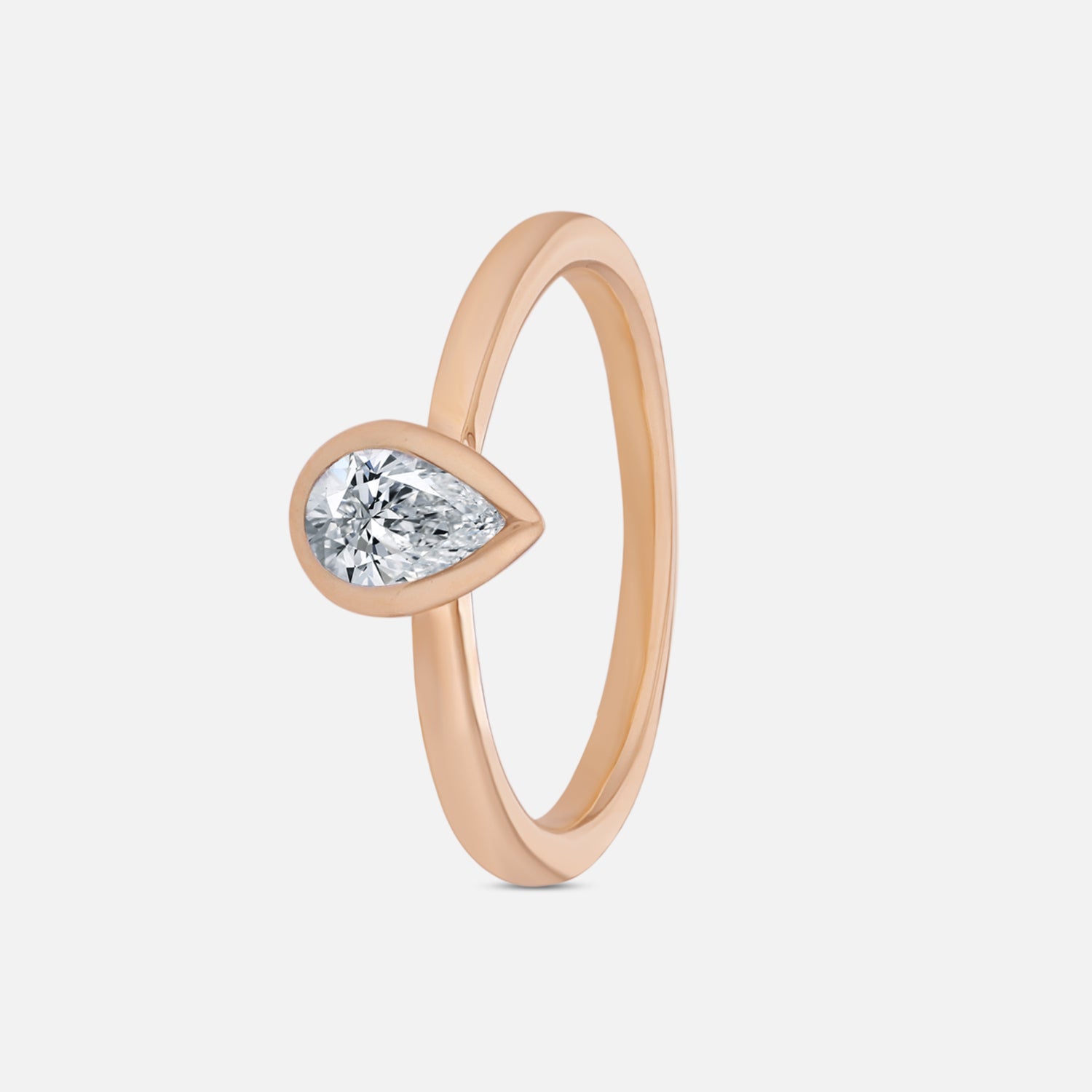 Lab Grown 0.320 Carat Pear Cut Diamond Solitaire Ring in 18 Karat Yellow Gold | SKU : 0005109210