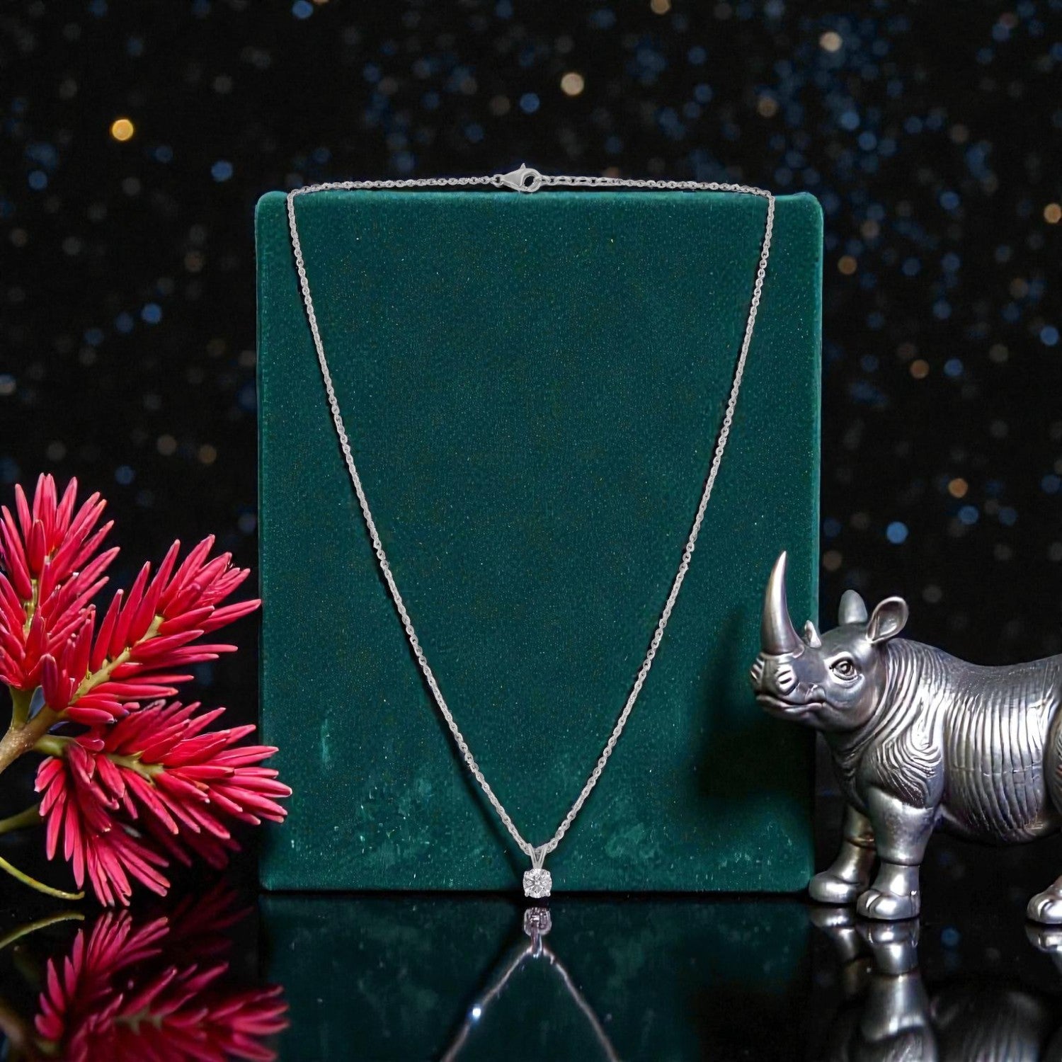 Lab Grown 1.05 Carat Round Brilliant Diamond Chain Pendant in 18 Karat Gold | SKU : 0005110711