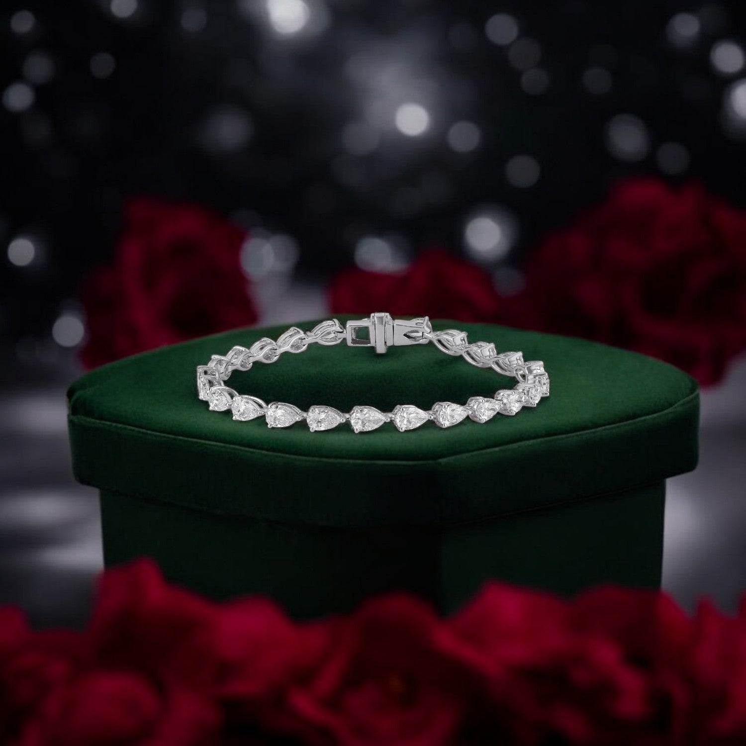 Pear Cut Lab Grown 6.75 Carat Diamond Tennis Bracelet in 18 Karat Gold SKU : 0005113323