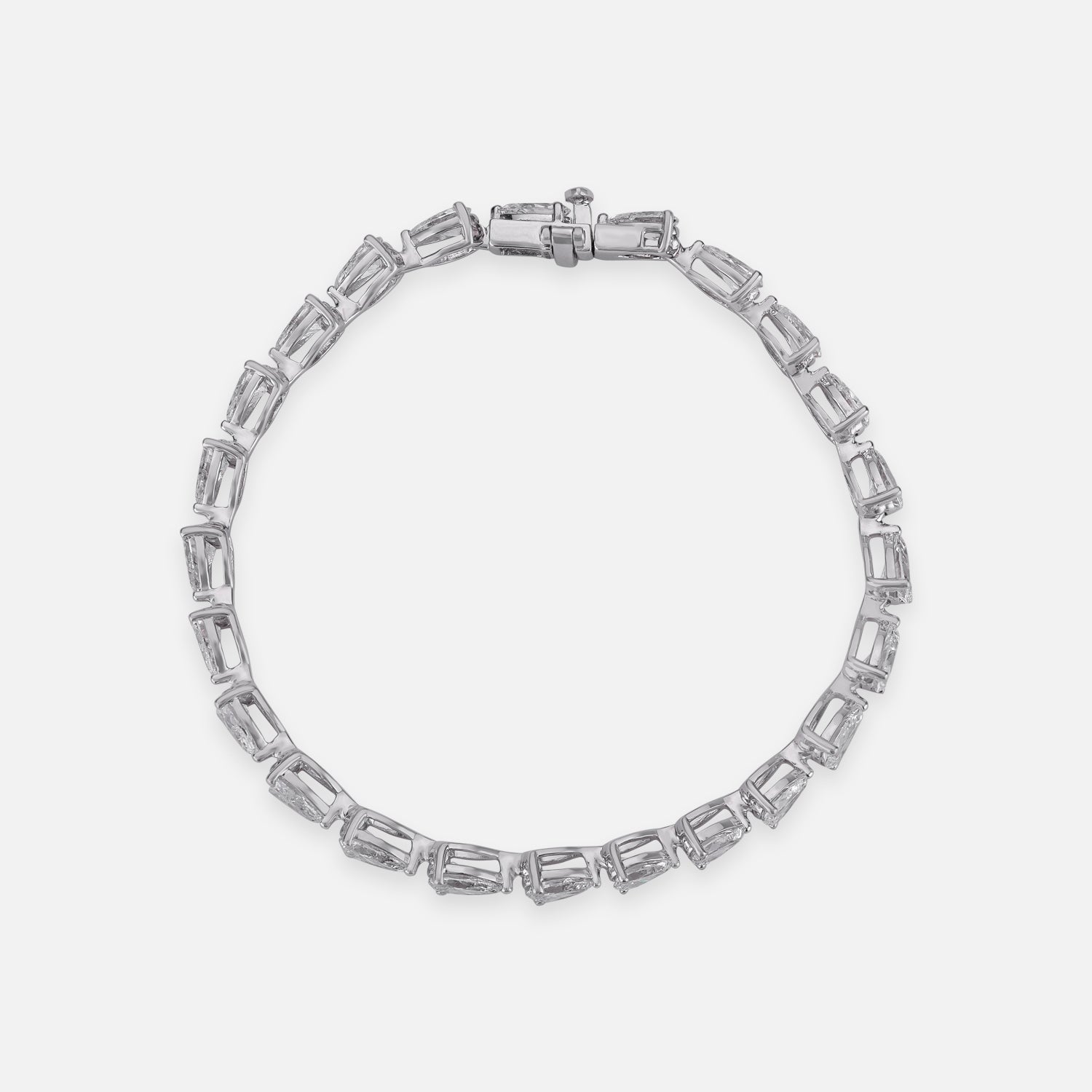 Pear Cut Lab Grown 6.75 Carat Diamond Tennis Bracelet in 18 Karat Gold SKU : 0005113323