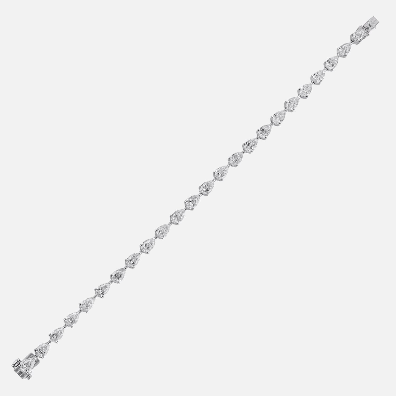 Pear Cut Lab Grown 6.75 Carat Diamond Tennis Bracelet in 18 Karat Gold SKU : 0005113323