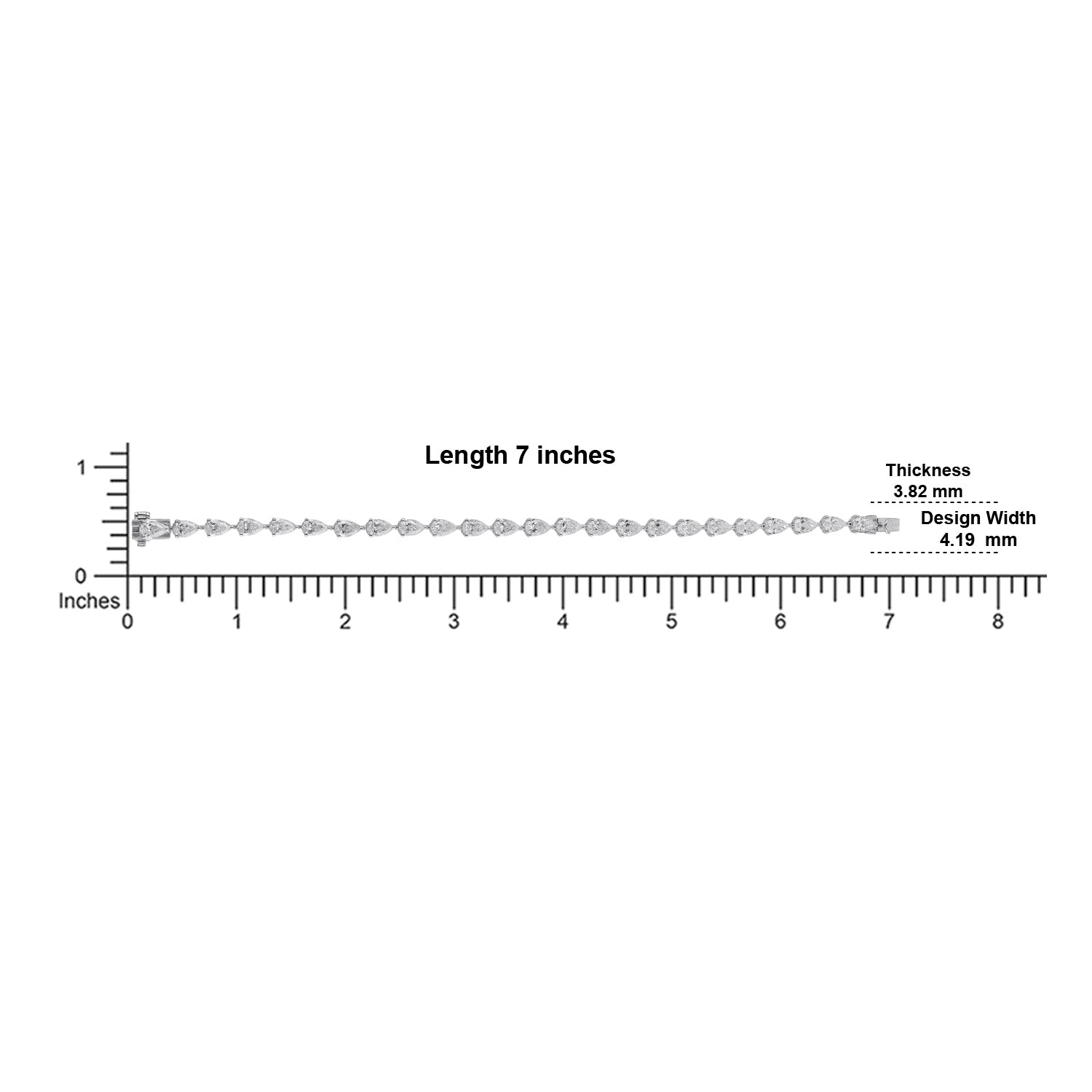 Pear Cut Lab Grown 6.75 Carat Diamond Tennis Bracelet in 18 Karat Gold SKU : 0005113323