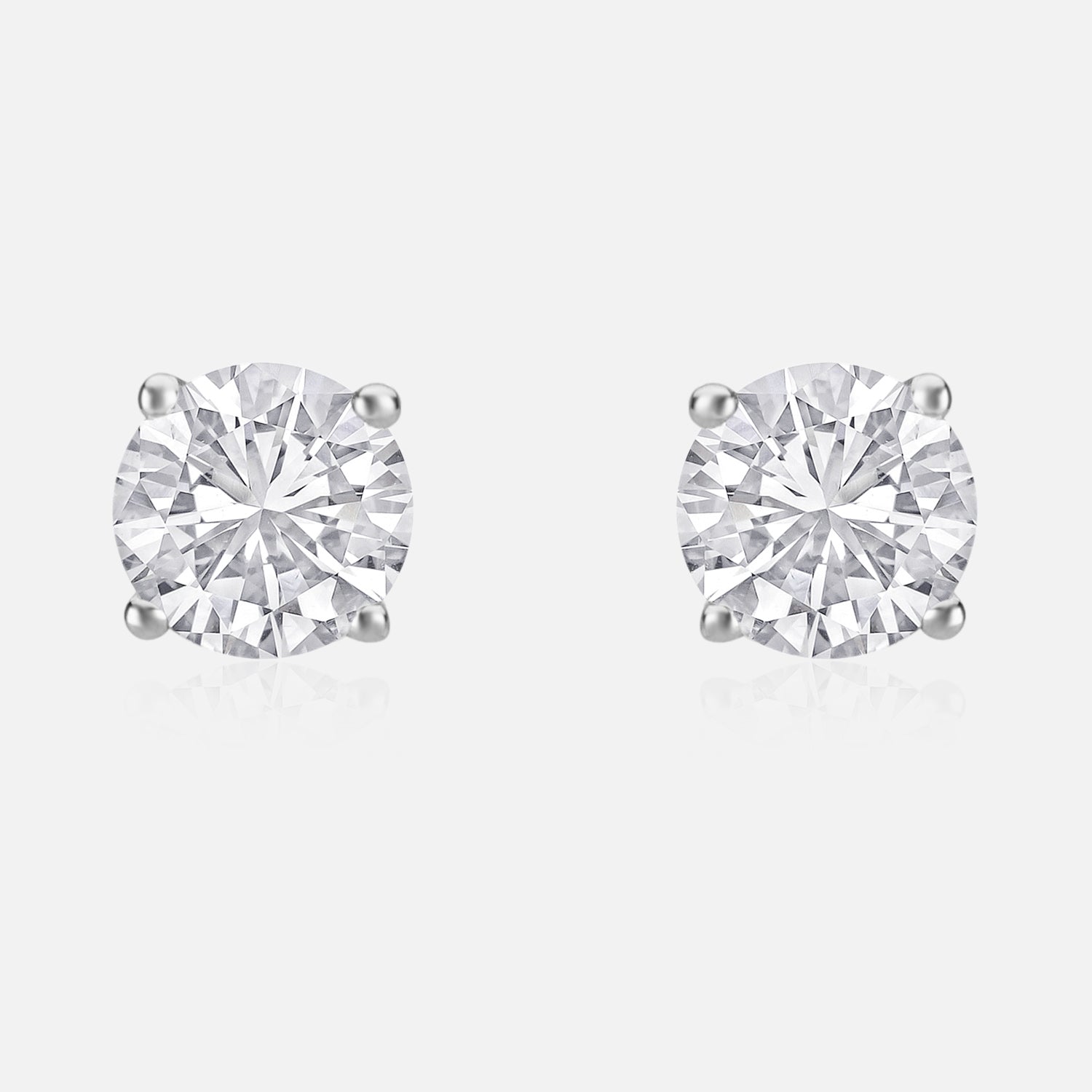 Lab Grown 2.04 Carat Round Brilliant Diamond Stud Earrings in White Gold | SKU : 0005113392