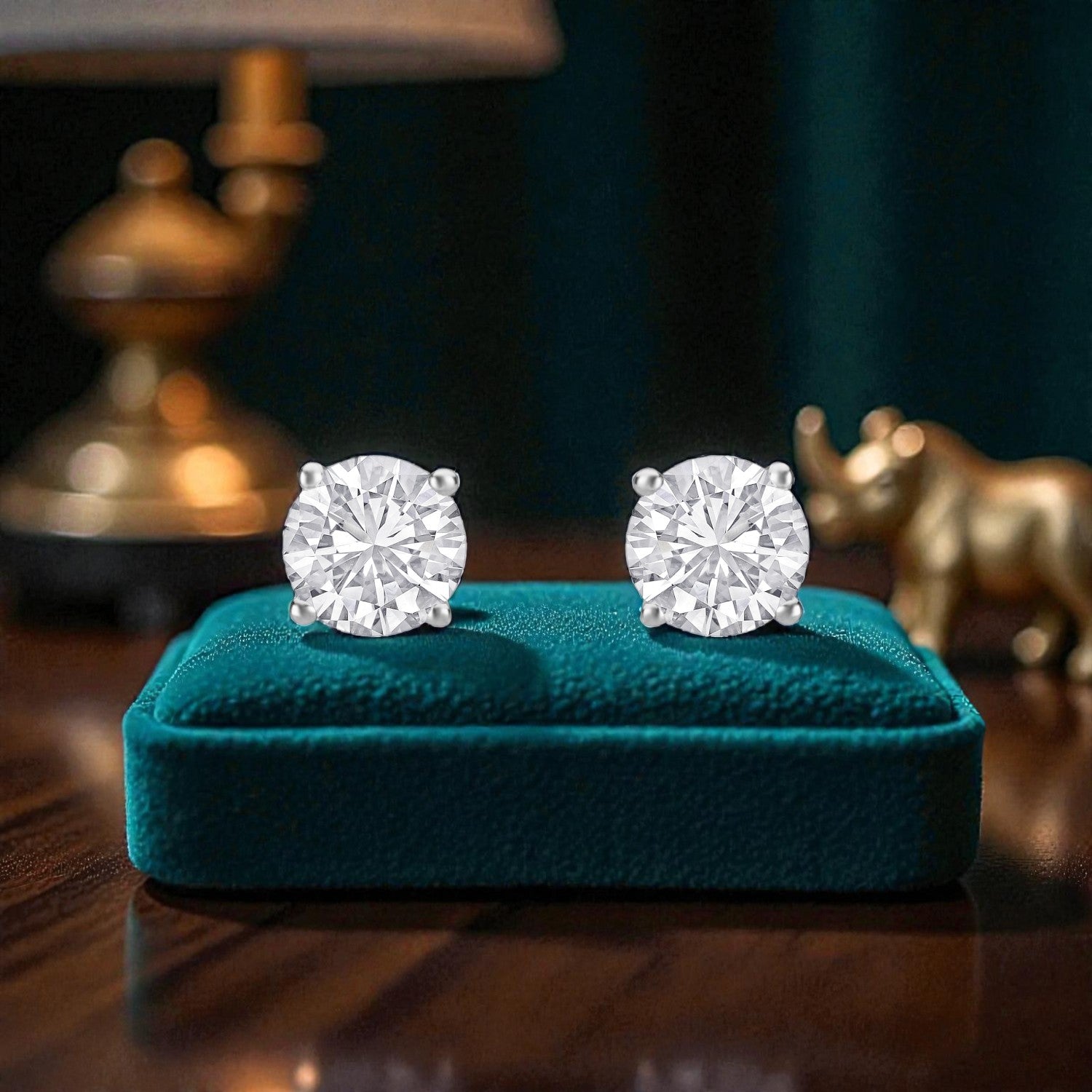 Lab Grown 2.06 Carat Round Brilliant Diamond Stud Earrings in White Gold | SKU : 0005113408
