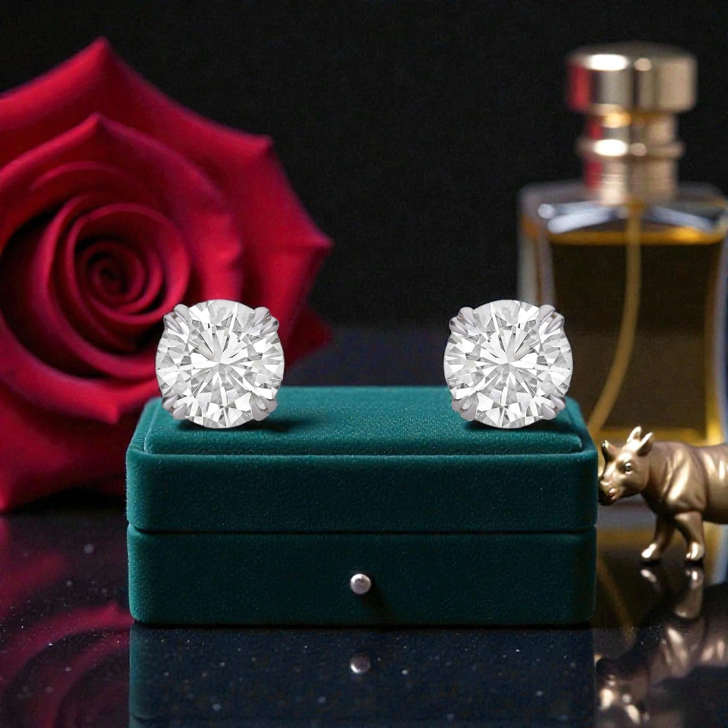 Lab Grown 6.06 Carat Round Brilliant Diamond Stud Earrings in 18 Karat Yellow Gold | SKU : 0005124817