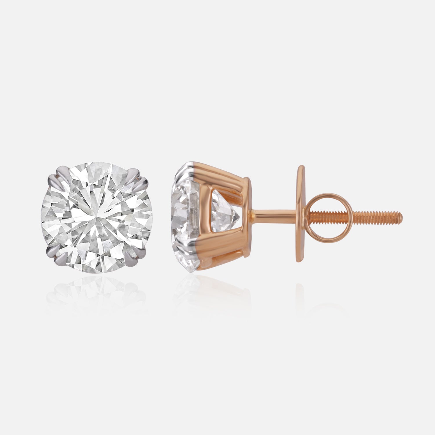 Lab Grown 6.06 Carat Round Brilliant Diamond Stud Earrings in 18 Karat Yellow Gold | SKU : 0005124817