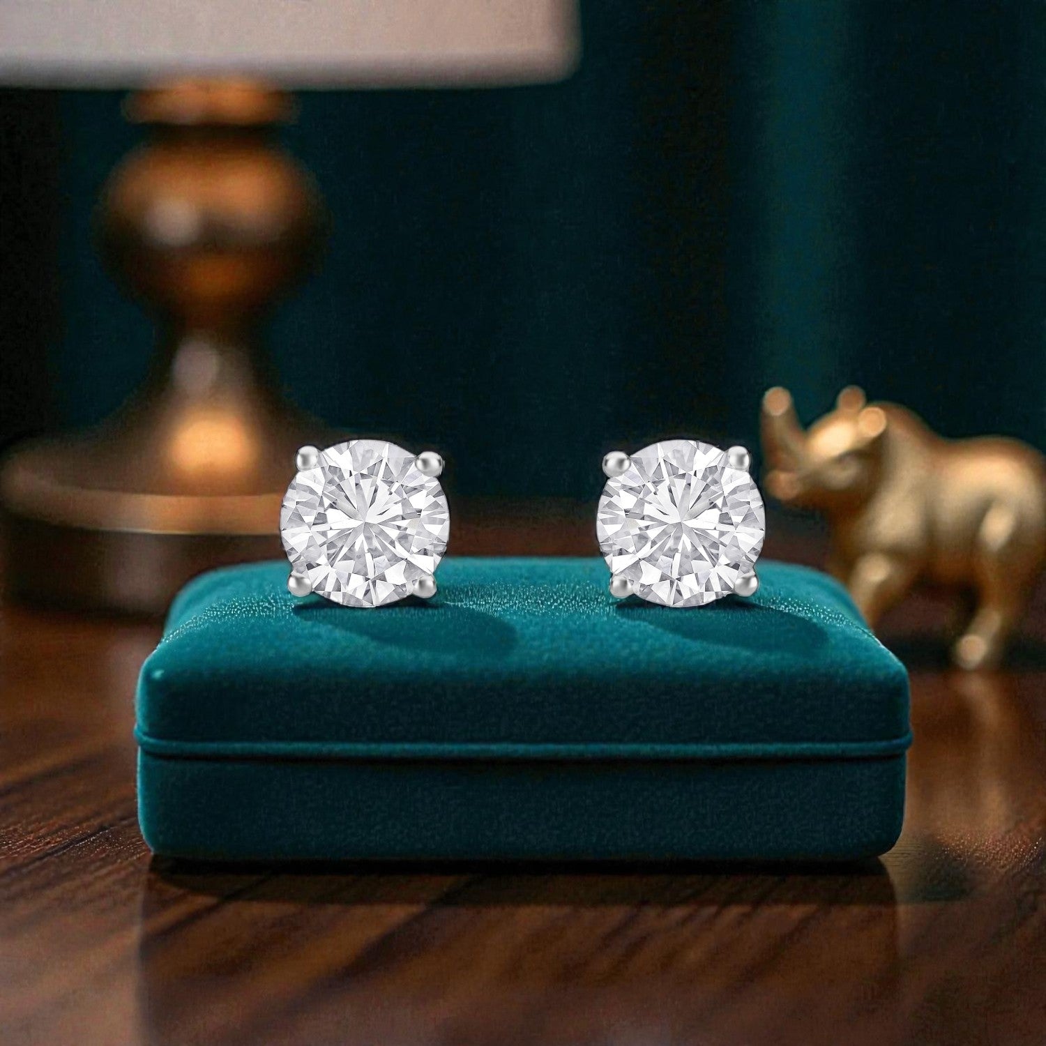 Lab Grown 2.04 Carat Round Brilliant Diamond Stud Earrings in 18 Karat White Gold | SKU : 0005124947