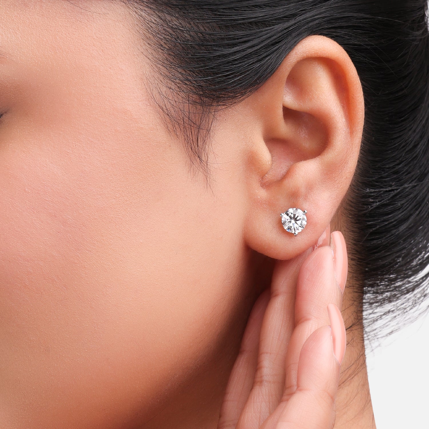 Lab Grown 2.08 Carat Round Brilliant Diamond Stud Earrings in 18 Karat White Gold | SKU : 0005131556