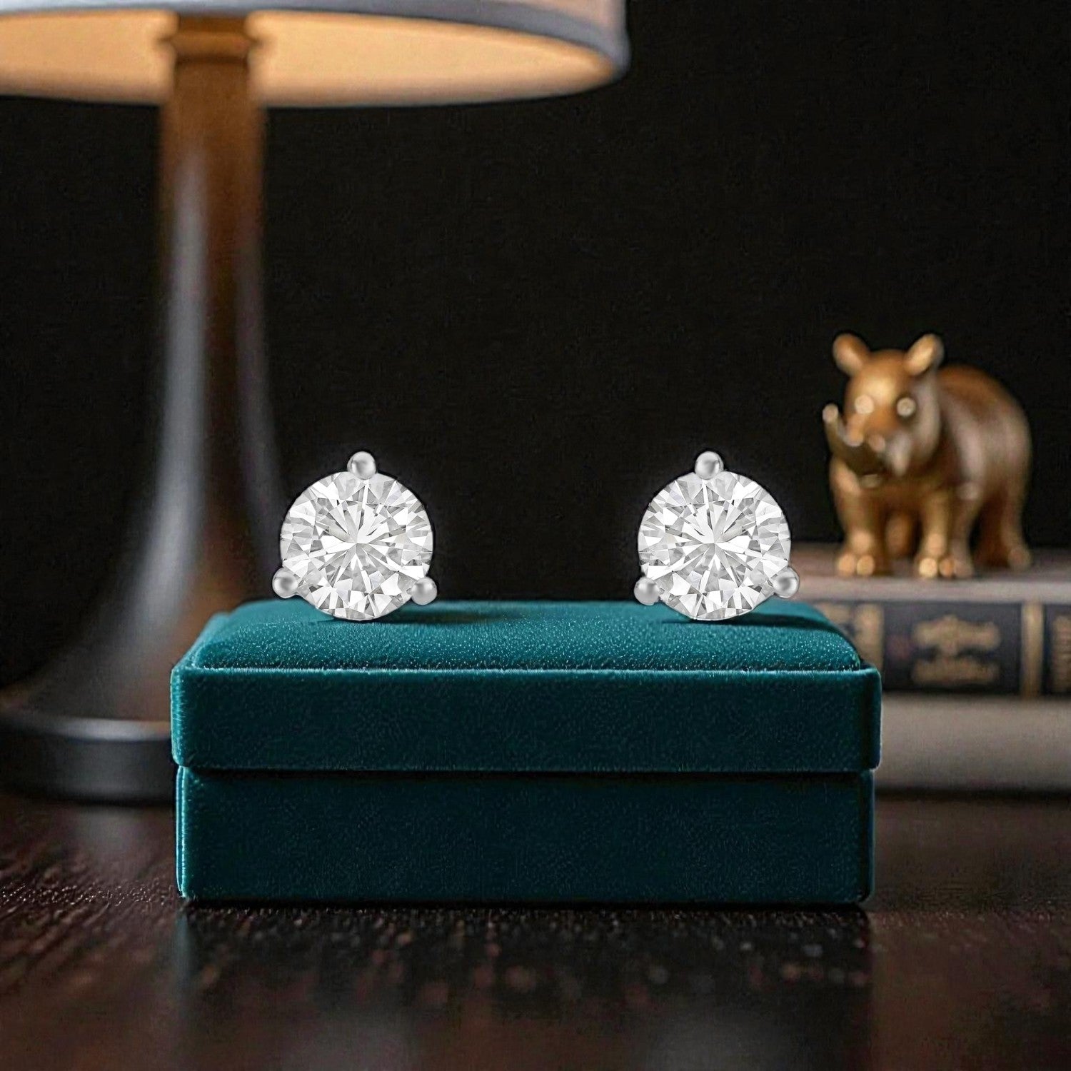 Lab Grown 2.08 Carat Round Brilliant Diamond Stud Earrings in 18 Karat White Gold | SKU : 0005131556