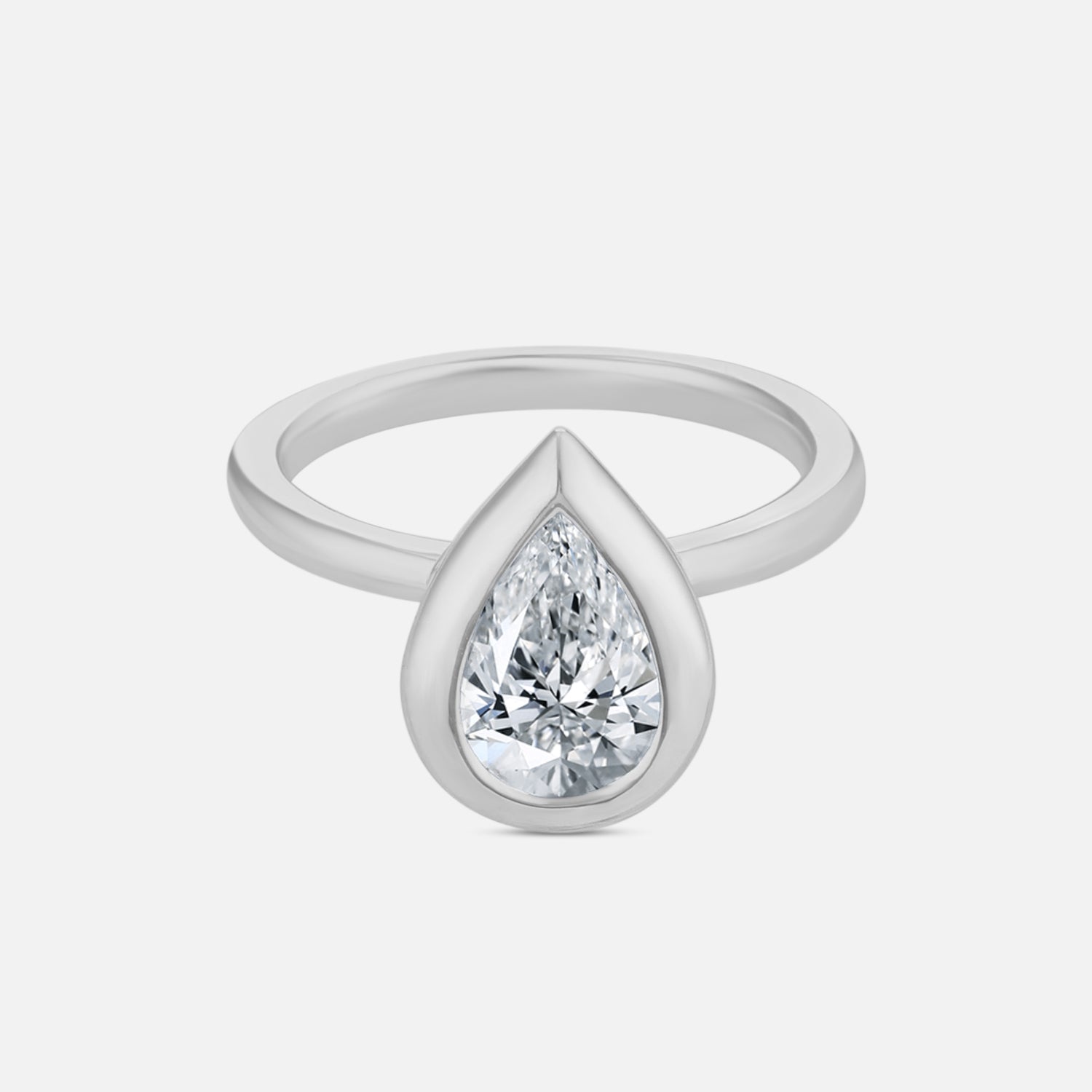 Lab Grown 1.540 Carat Pear Cut Diamond Solitaire Ring in 18 Karat White Gold | SKU : 0005131570
