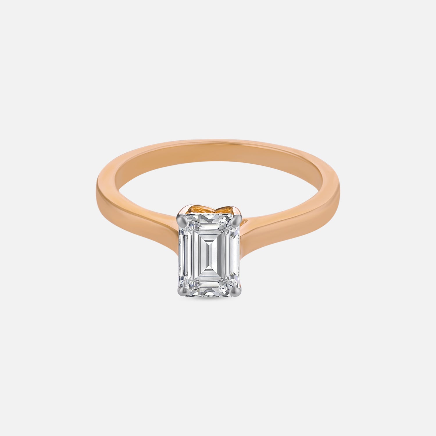 Lab Grown 1.050 Carat Emerald Cut Diamond Solitaire Ring in 18 Karat Yellow Gold | SKU : 0005133215