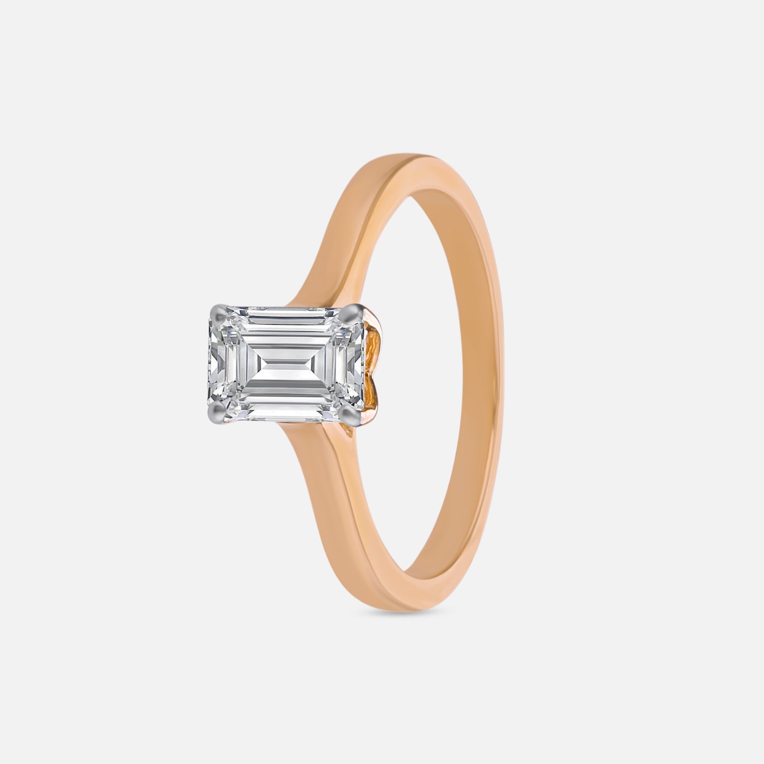 Lab Grown 1.050 Carat Emerald Cut Diamond Solitaire Ring in 18 Karat Yellow Gold | SKU : 0005133215