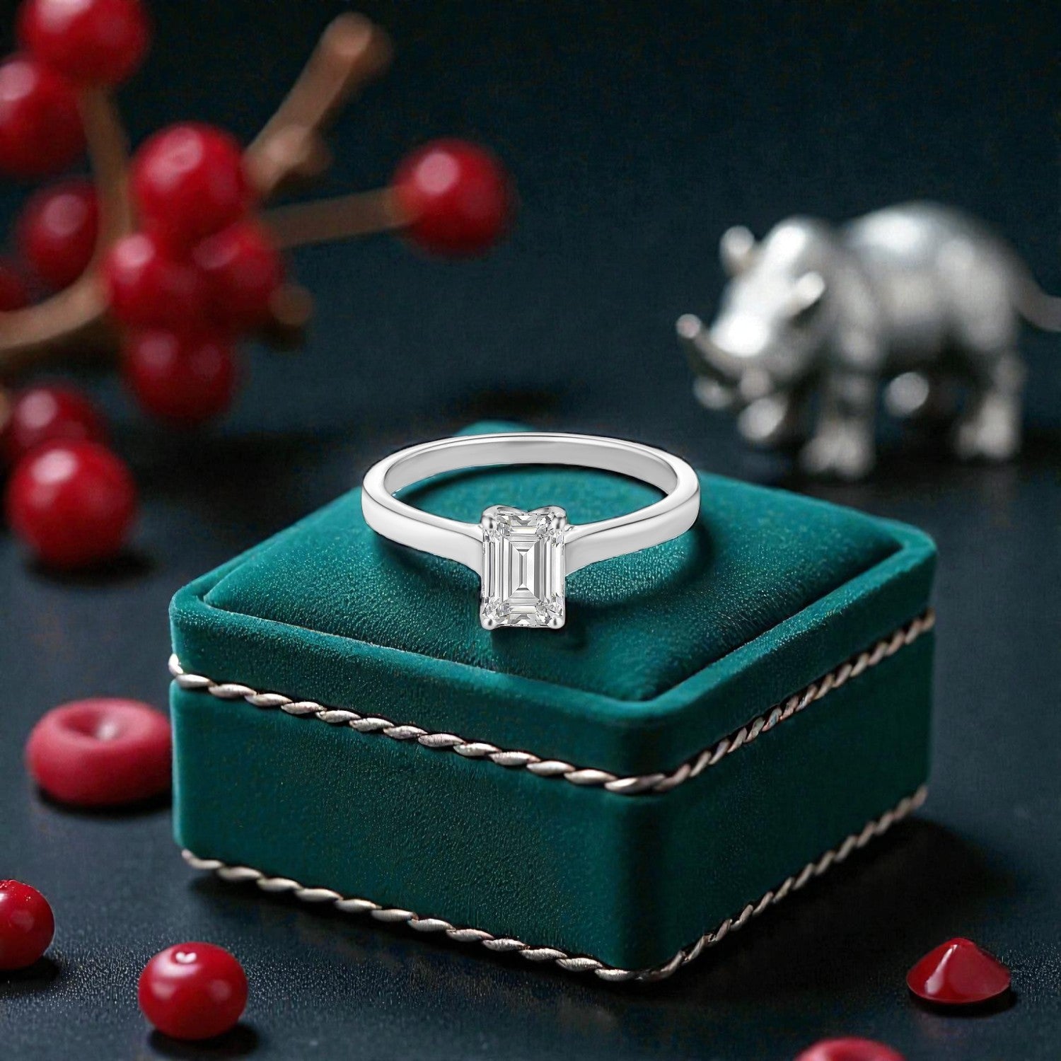 Lab Grown 1.080 Carat Emerald Cut Diamond Solitaire Ring in 18 Karat Gold | SKU : 0005133246