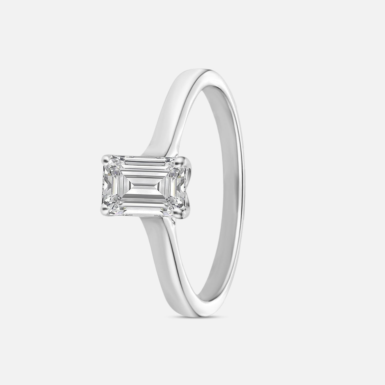 Lab Grown 1.090 Carat Emerald Cut Diamond Solitaire Ring in 18 Karat Gold | SKU : 0005133253