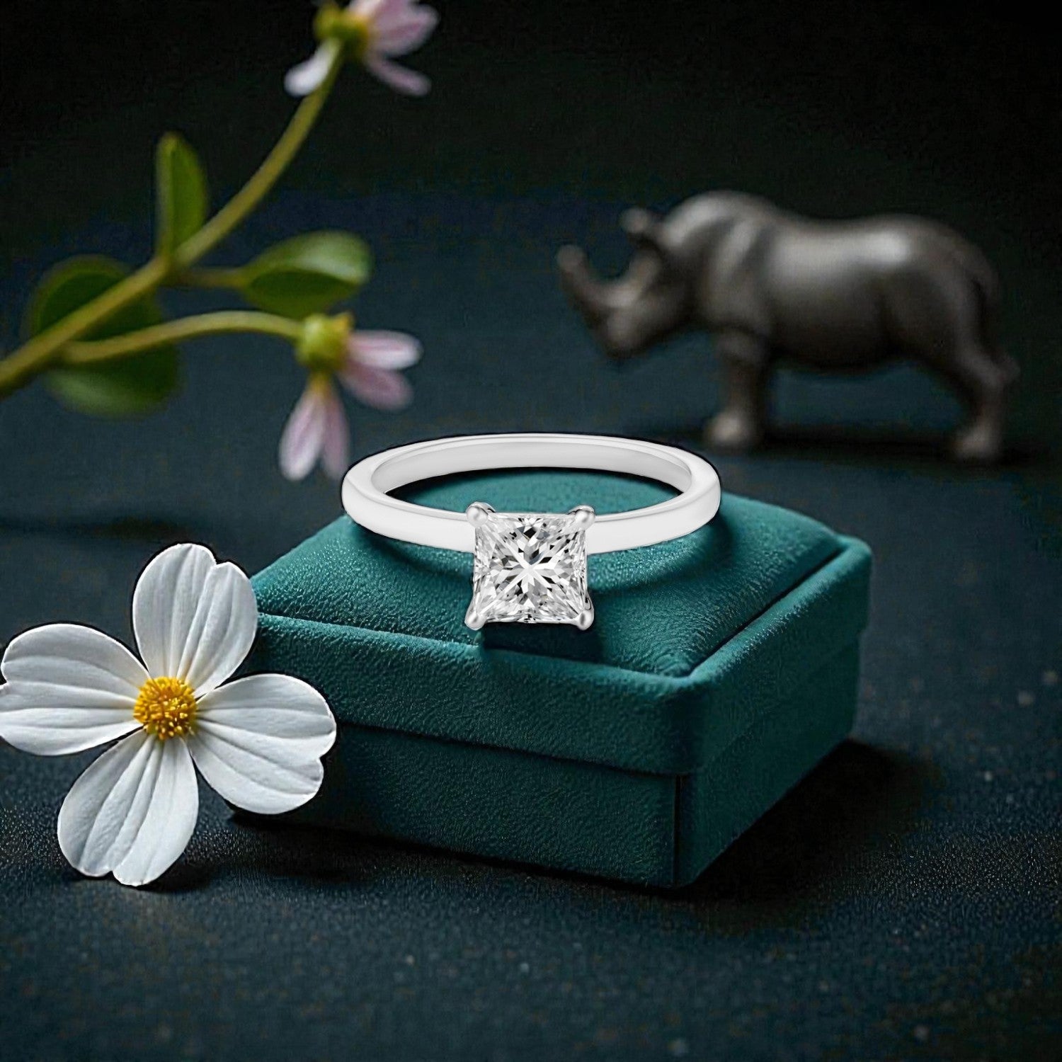 Lab Grown 1.080 Carat Princess Cut Diamond Solitaire Ring in 18 Karat Gold | SKU : 0005135189