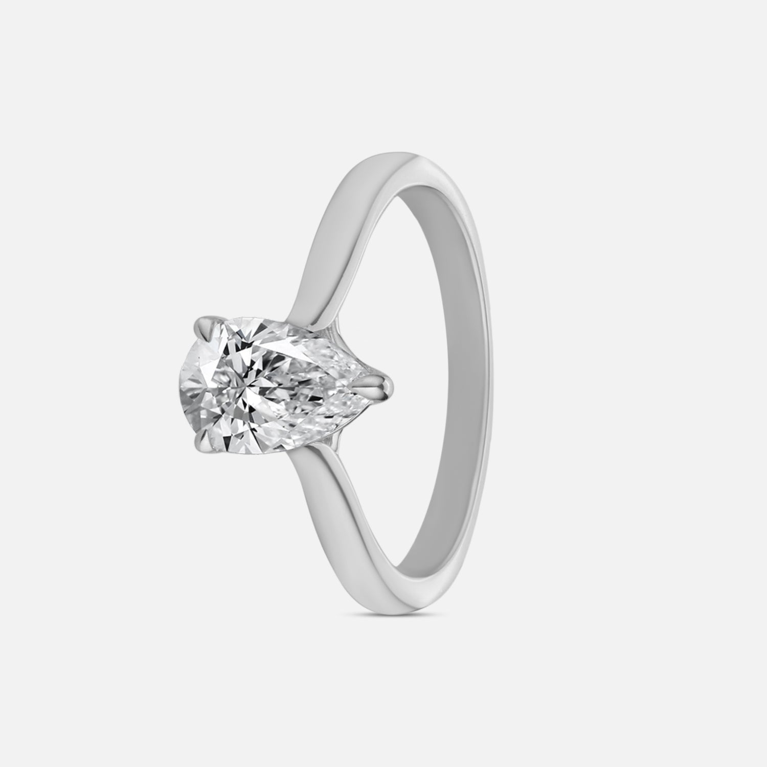 Lab Grown 1.10 Carat Pear Cut Diamond Solitaire Ring in 18 Karat Gold | SKU : 0005135196