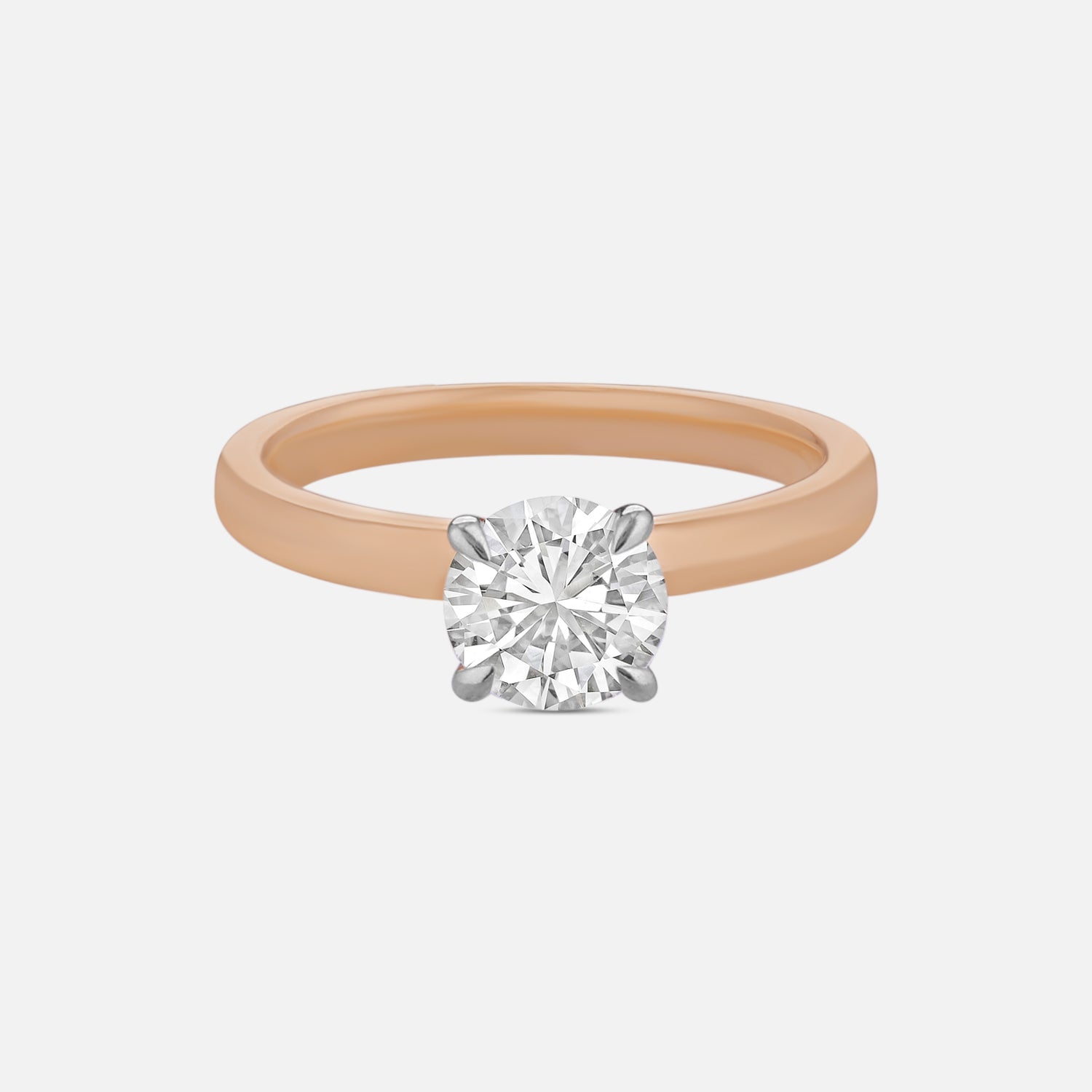 Lab Grown 1.020 Carat Round Cut Diamond Solitaire Ring in 18 Karat Yellow Gold | SKU : 0005136858