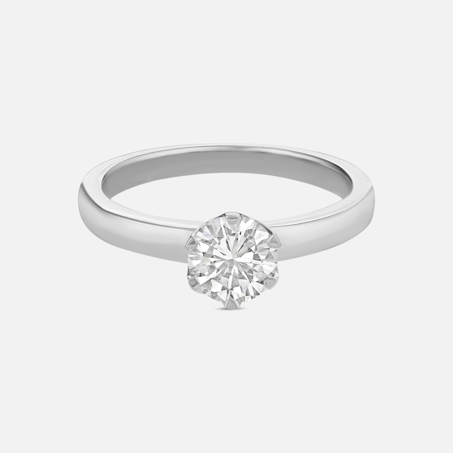 Lab Grown 1.020 Carat Round Cut Diamond Solitaire Ring in 18 Karat White Gold | SKU : 0005136865