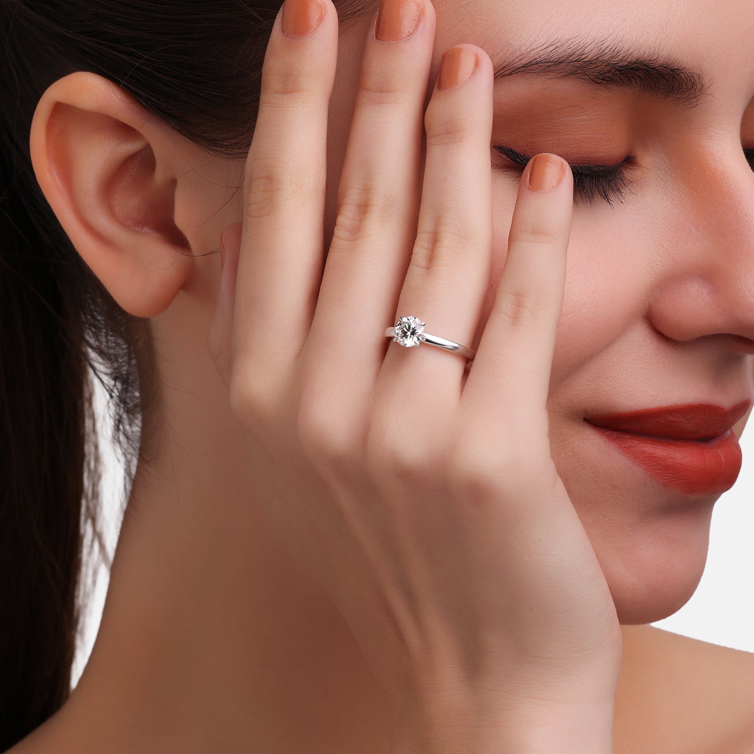 Lab Grown 1.020 Carat Round Cut Diamond Solitaire Ring in 18 Karat White Gold | SKU : 0005136865