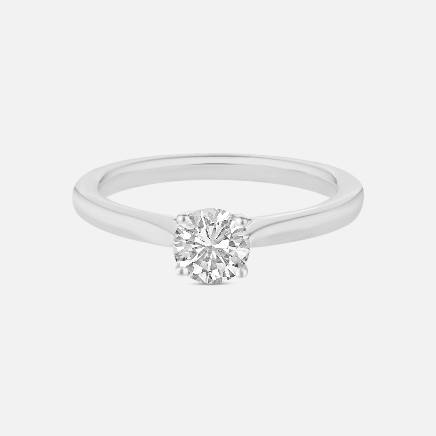 Lab Grown 1.040 Carat Round Cut Diamond Solitaire Ring in 18 Karat White Gold | SKU : 0005136896