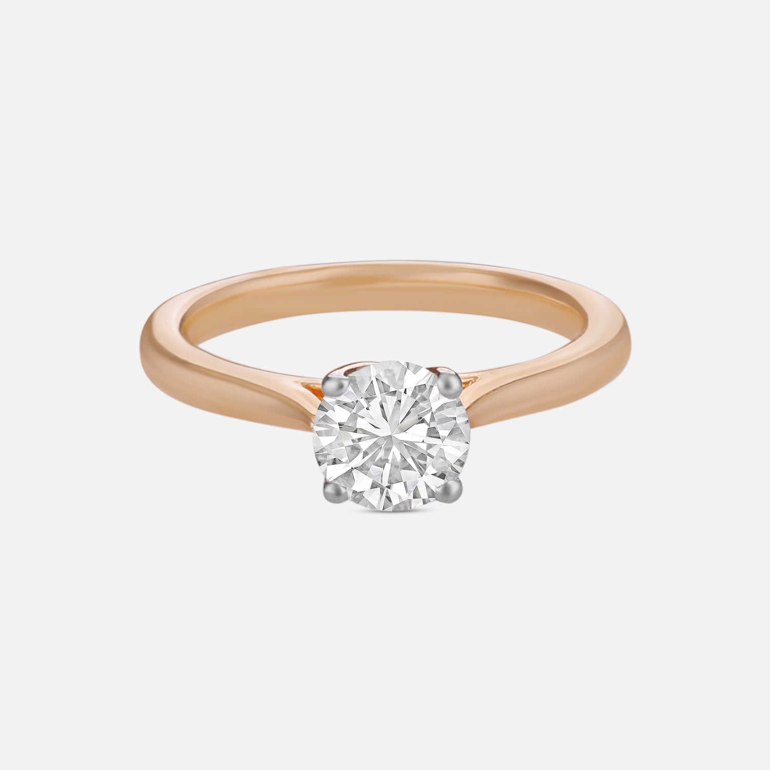 Lab Grown 1.030 Carat Round Cut Diamond Solitaire Ring in 18 Karat Yellow Gold | SKU : 0005136902