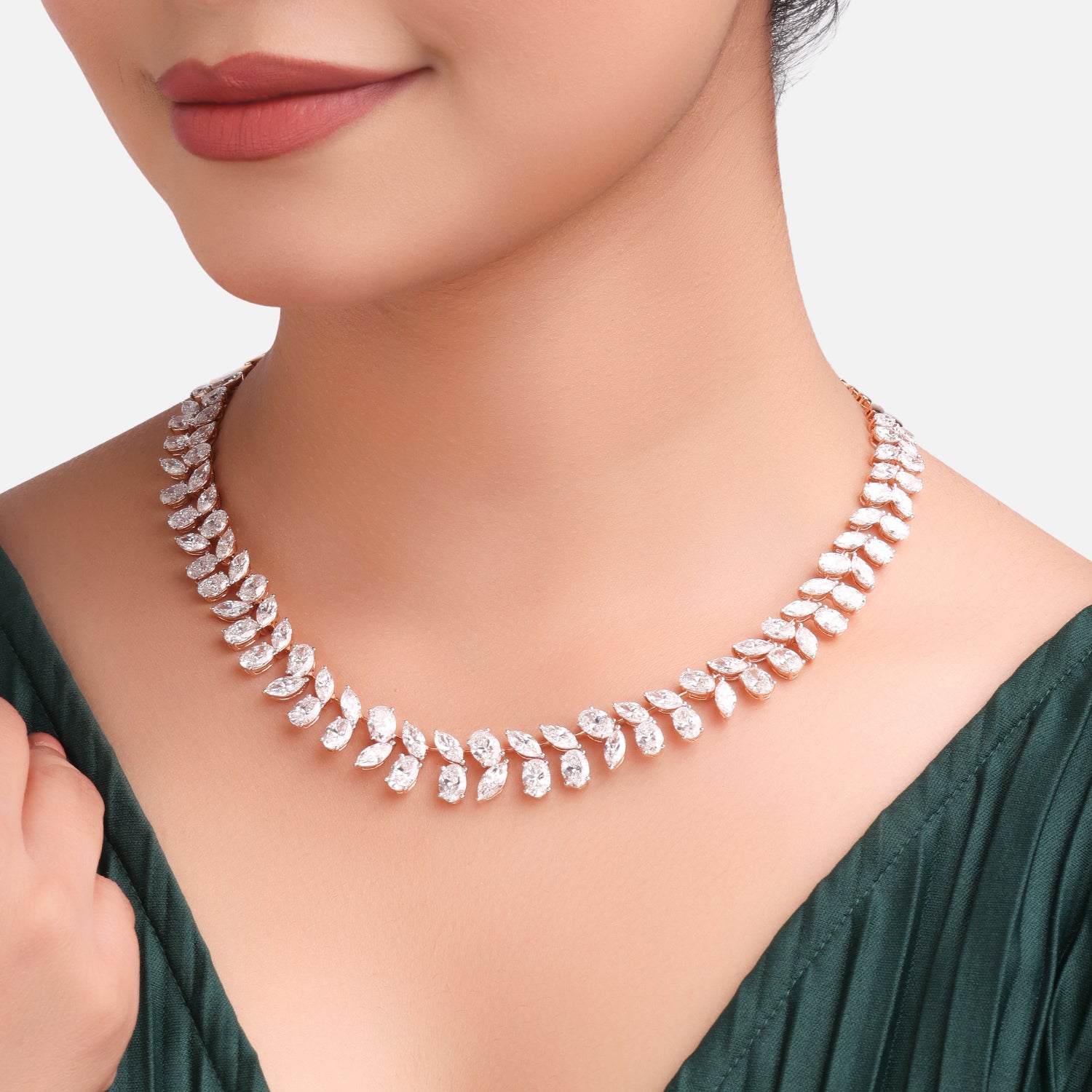 Lab Grown 36.43 Carat Marquise & Oval Diamond Necklace in 18 Karat Rose Gold | SKU : 0005140299