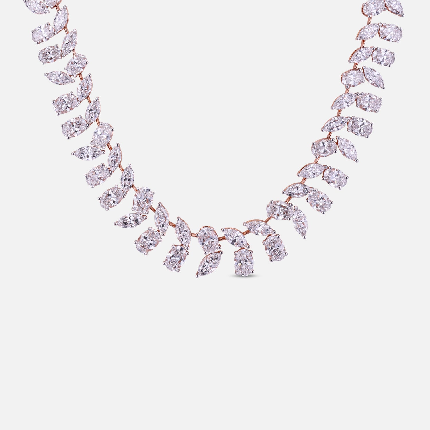 Lab Grown 36.43 Carat Marquise & Oval Diamond Necklace in 18 Karat Rose Gold | SKU : 0005140299