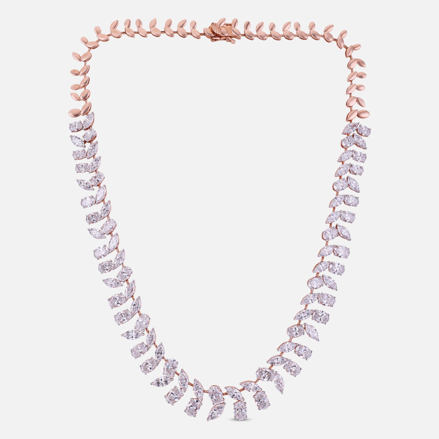 Lab Grown 36.43 Carat Marquise & Oval Diamond Necklace in 18 Karat Rose Gold | SKU : 0005140299