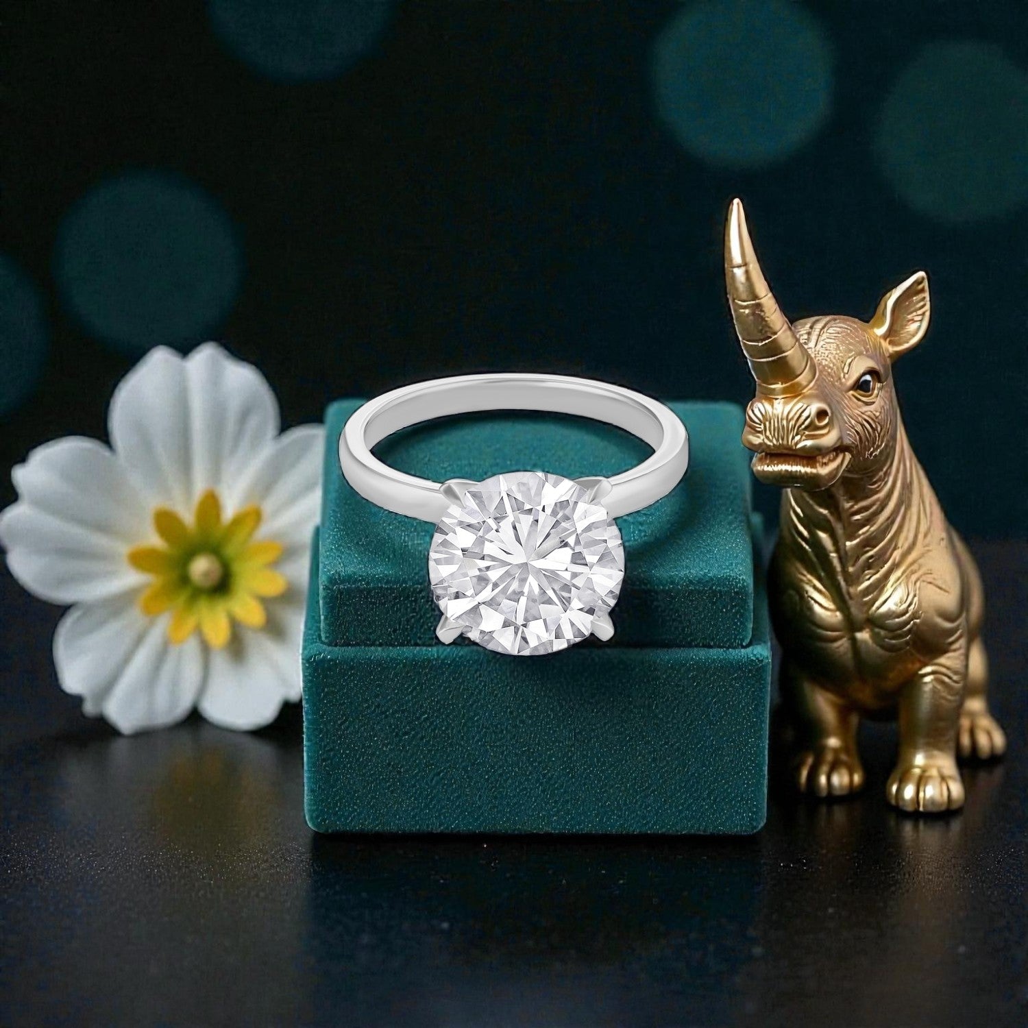 Lab Grown 5.020 Carat Round Brilliant Diamond Solitaire Ring in 18 Karat White Gold | SKU : 0005142750