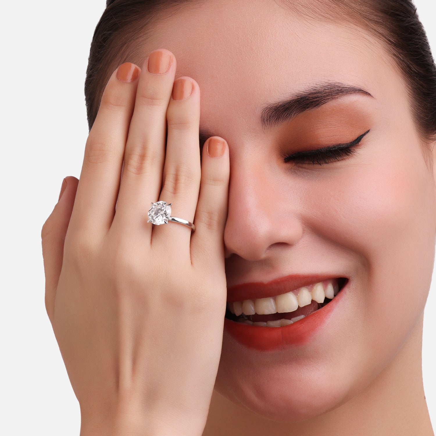 Lab Grown 5.020 Carat Round Brilliant Diamond Solitaire Ring in 18 Karat White Gold | SKU : 0005142750