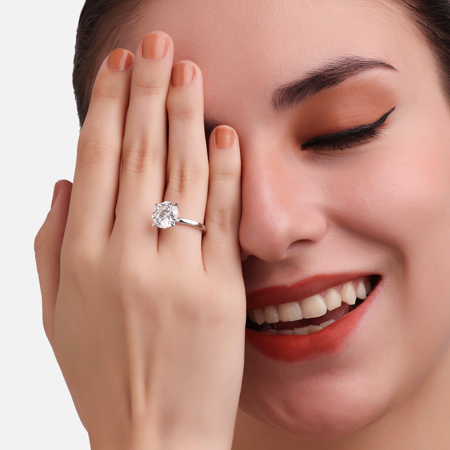 Lab Grown 0.540 Carat Round Brilliant Diamond Solitaire Ring in 18 Karat Rose Gold | SKU : 0005142774