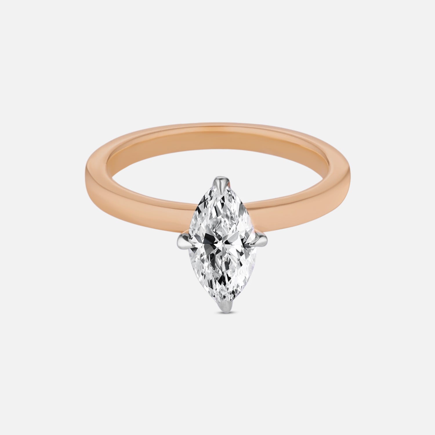 Lab Grown 1.000 Carat Marquise Cut Diamond Solitaire Ring in 18 Karat Rose Gold | SKU : 0005142781