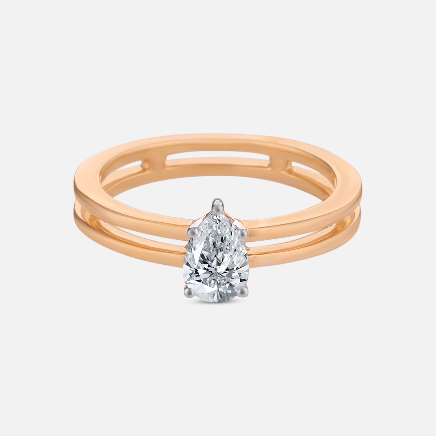 Lab Grown 0.580 Carat Pear Cut Diamond Solitaire Ring in 18 Karat Yellow Gold | SKU : 0005145867