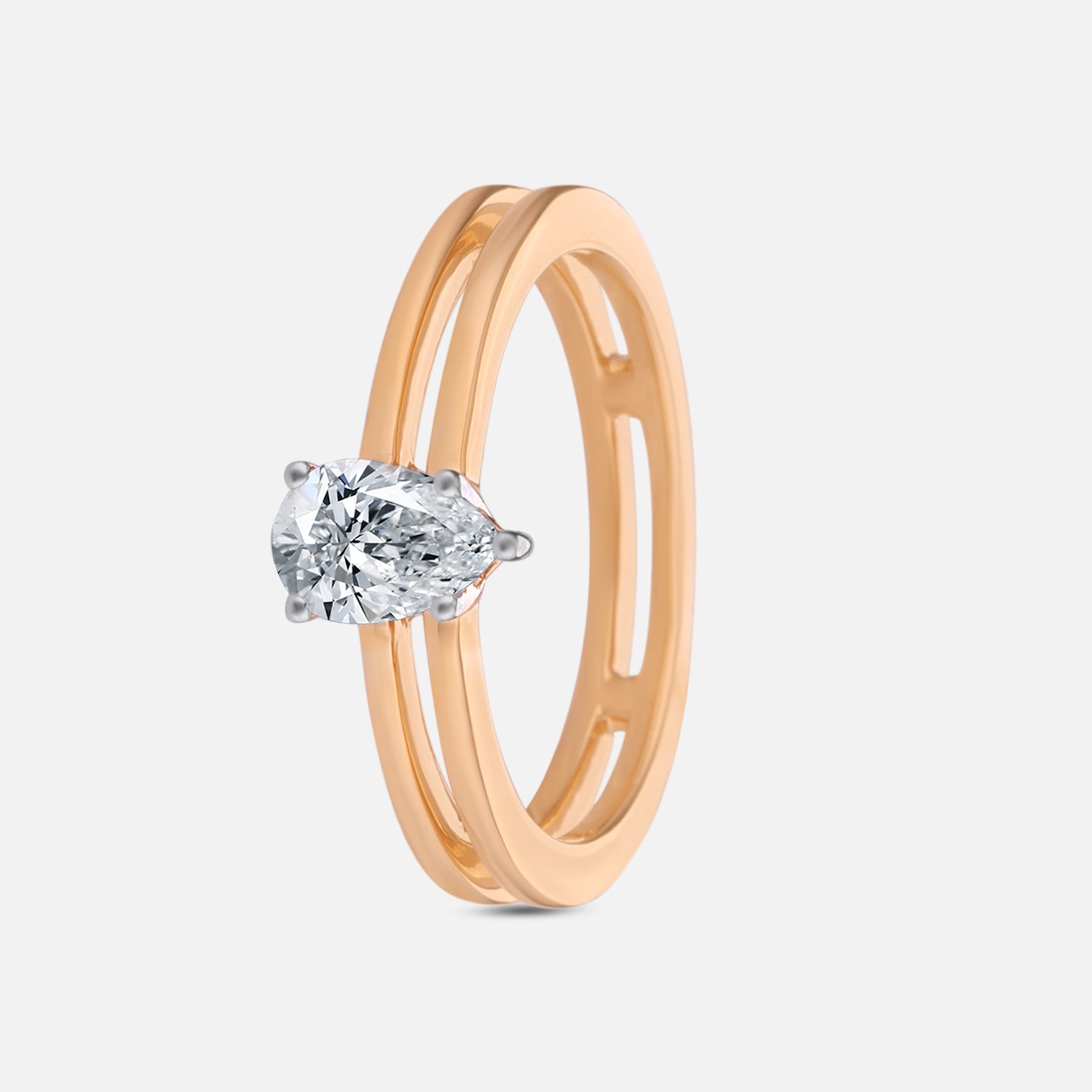 Lab Grown 0.580 Carat Pear Cut Diamond Solitaire Ring in 18 Karat Yellow Gold | SKU : 0005145867