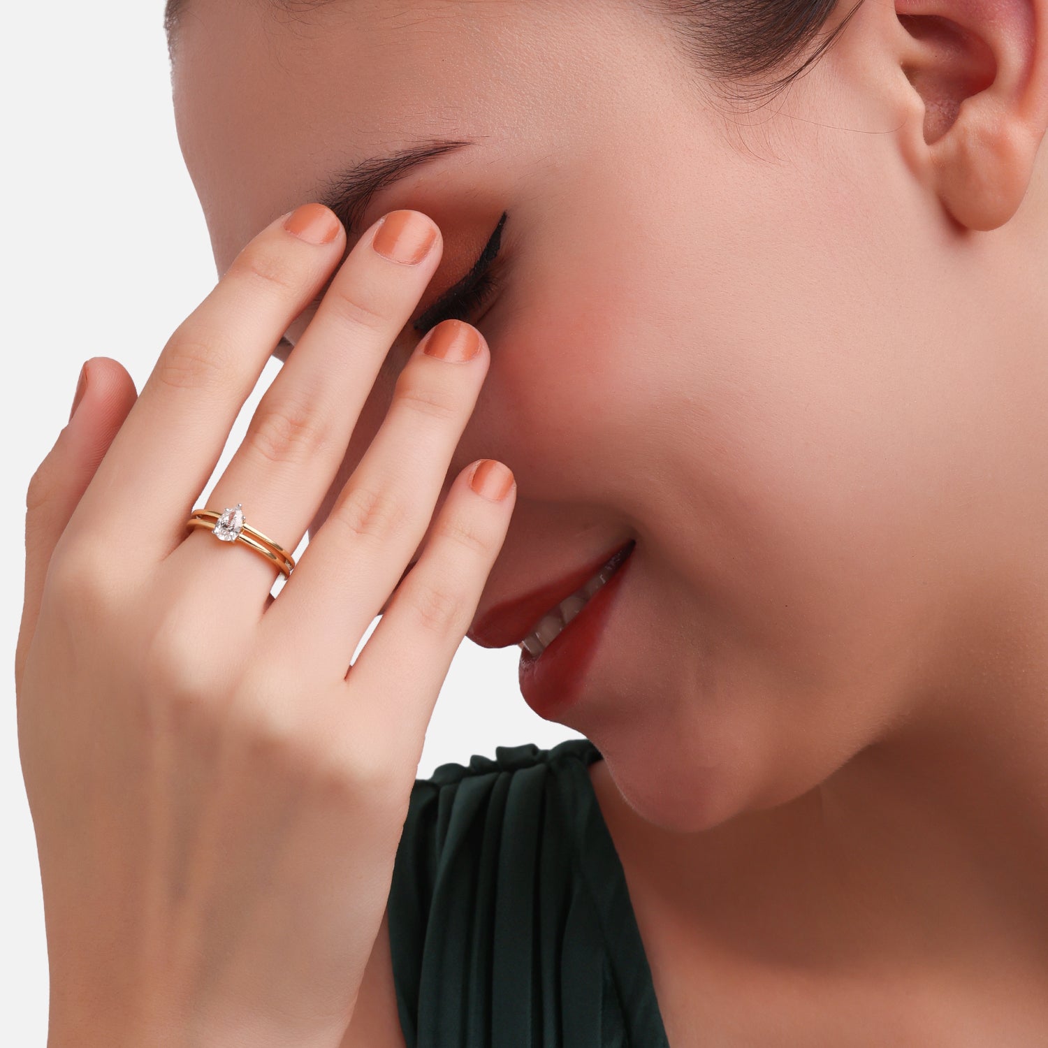 Lab Grown 0.580 Carat Pear Cut Diamond Solitaire Ring in 18 Karat Yellow Gold | SKU : 0005145867