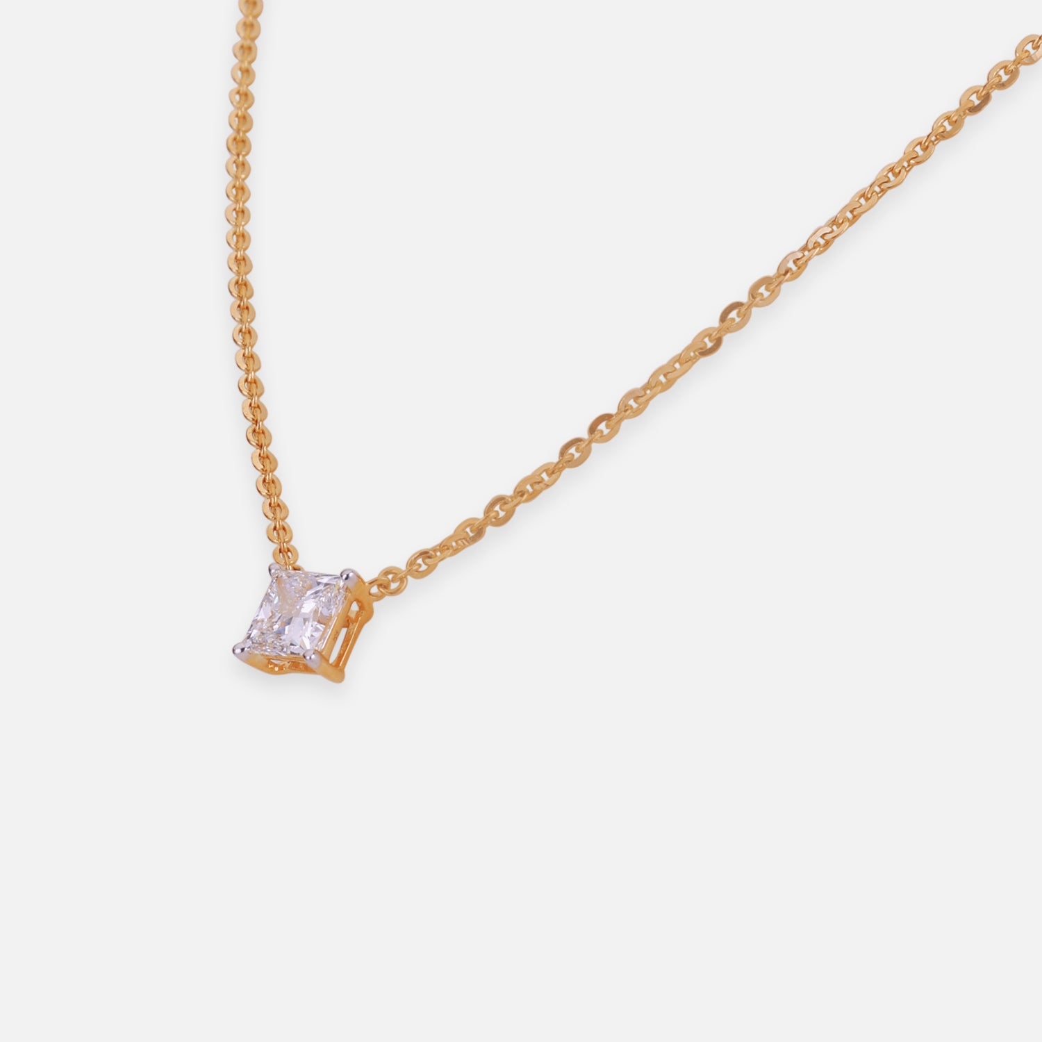 Lab Grown 1.06 Carat Princess Cut Diamond Solitaire Chain Pendant in 18 Karat Gold | SKU : 0005154418